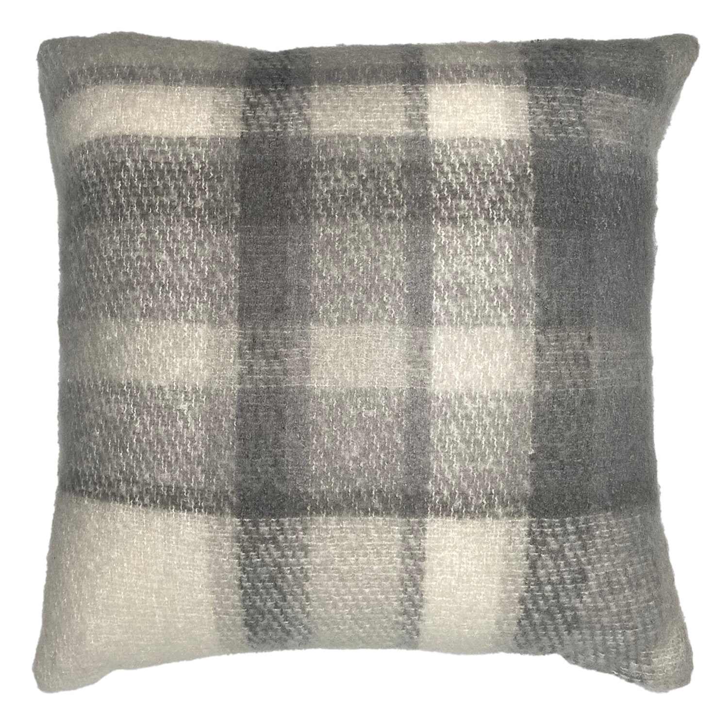 Honeybloom Blue Plaid Mohair Throw Pillow, 18"