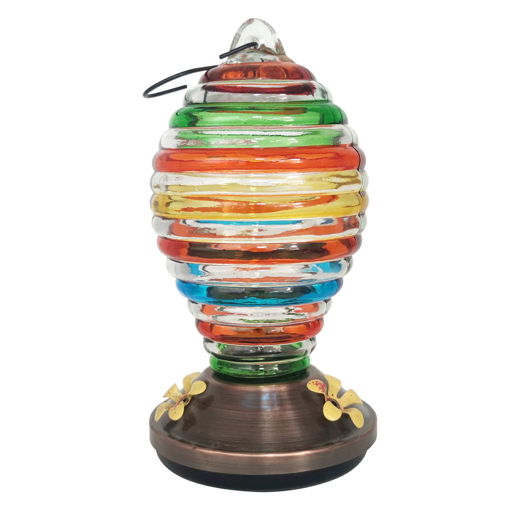 Red Glass Bird Feeder, 8.5"