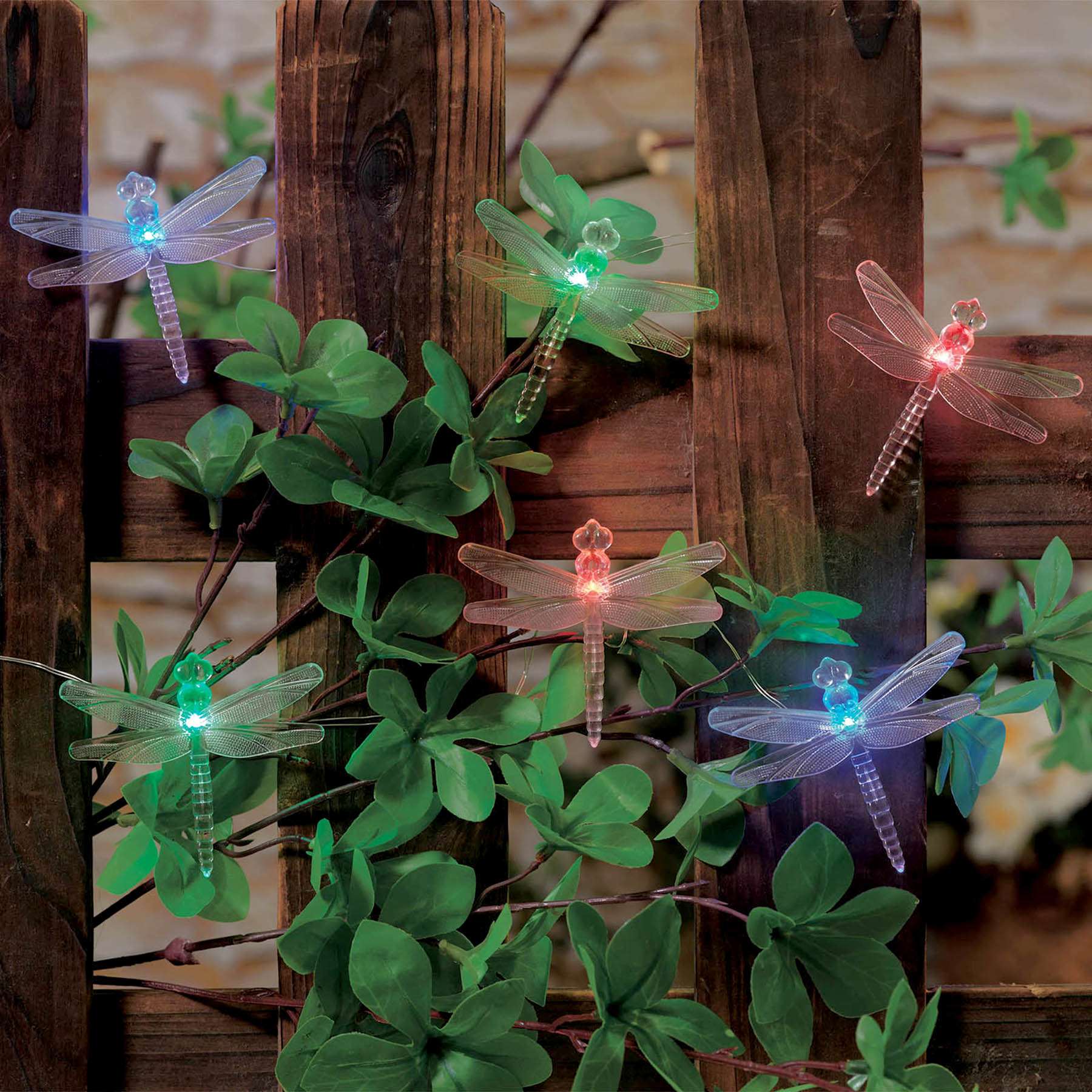 10-Count Solar LED Color Change Dragonfly String Lights