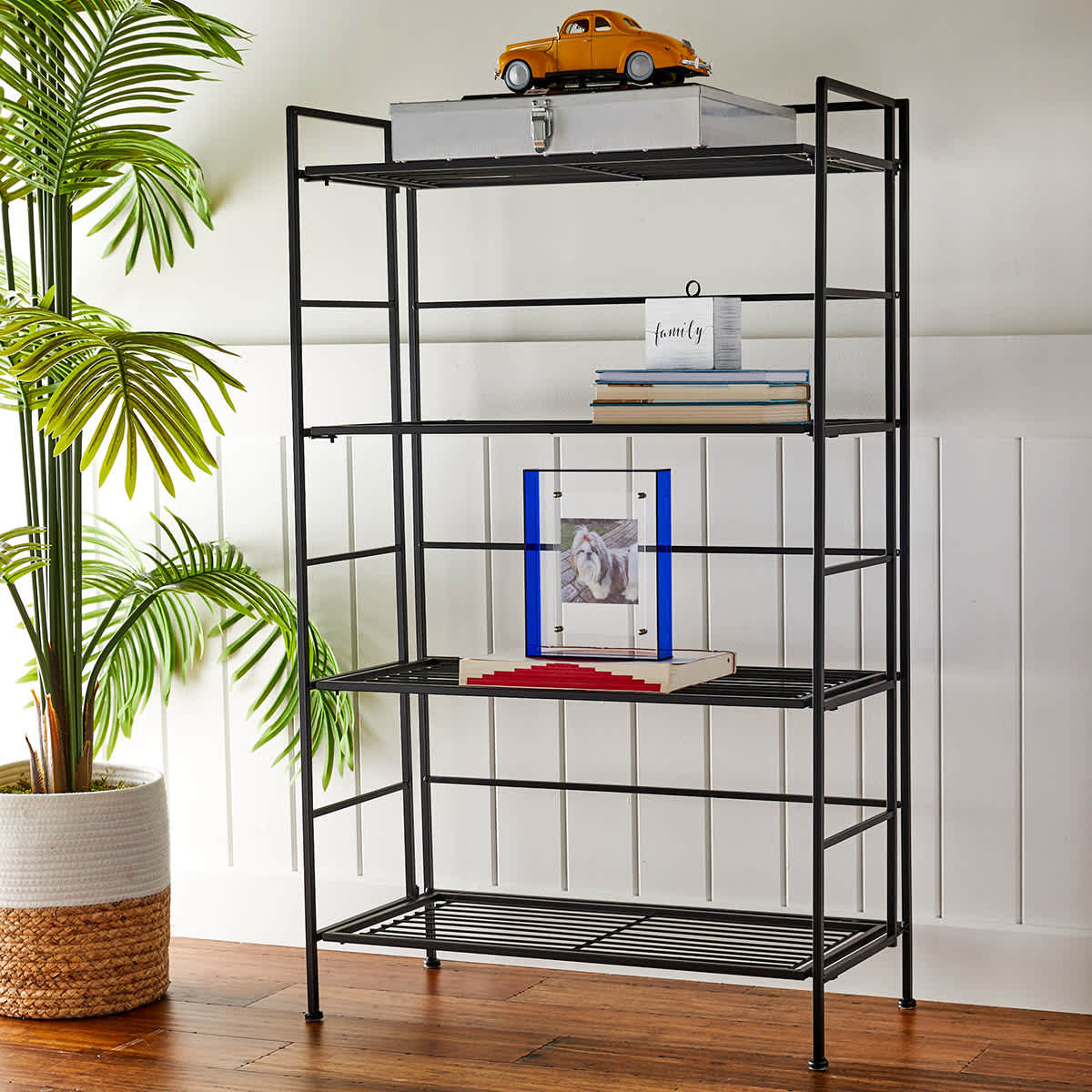 4-Tier Metal Folding Rack with Wire Shelves