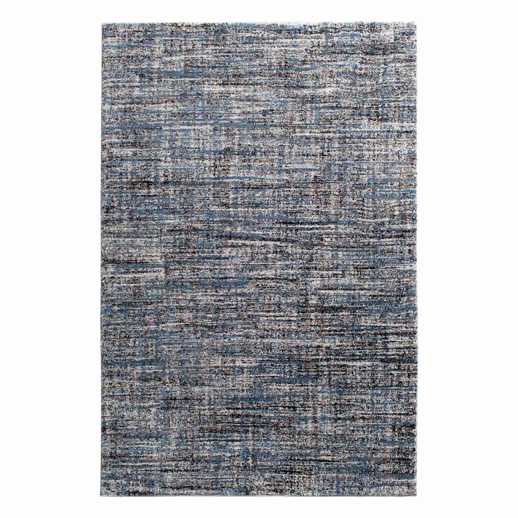 (A410) Strato Hatchure Blue Woven Shag Runner, 2x6