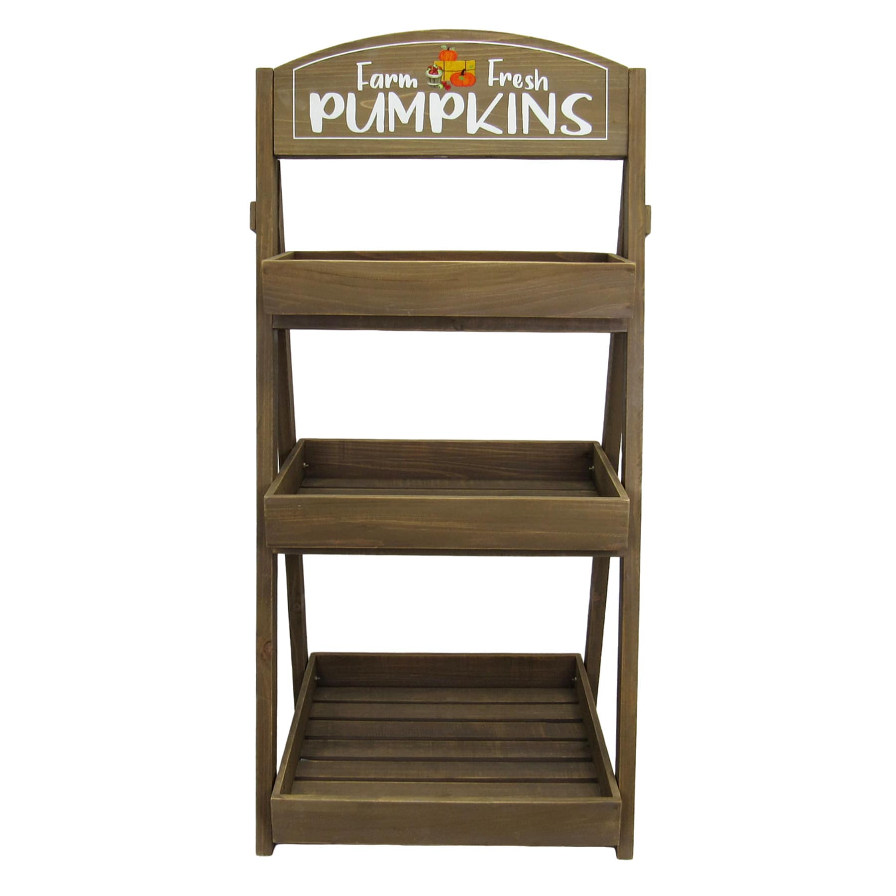 Homespun Harvest Natural 3-Teir Wooden Stand, 35"