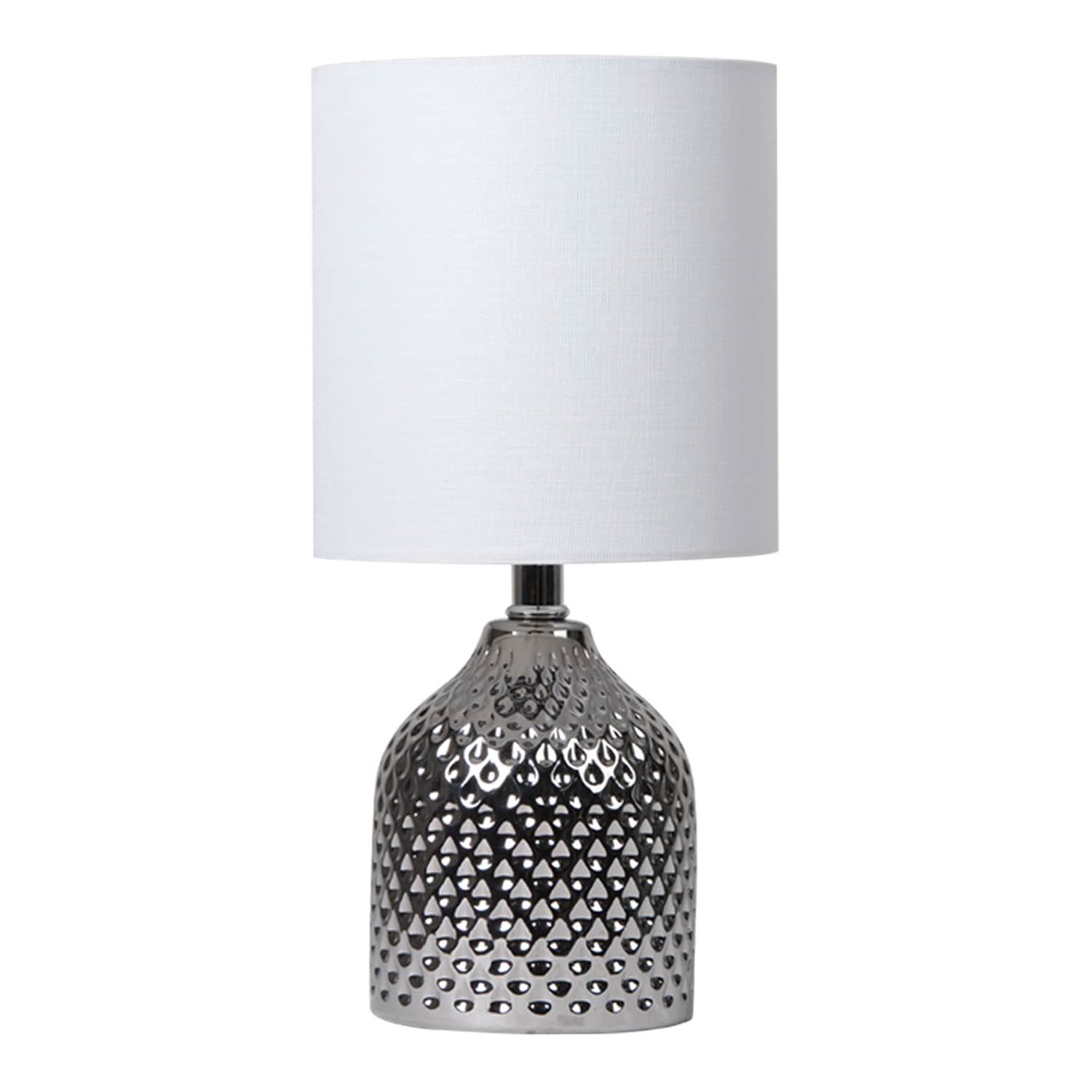 Found & Fable Hammered Silver Mini Table Lamp with Shade, 12"