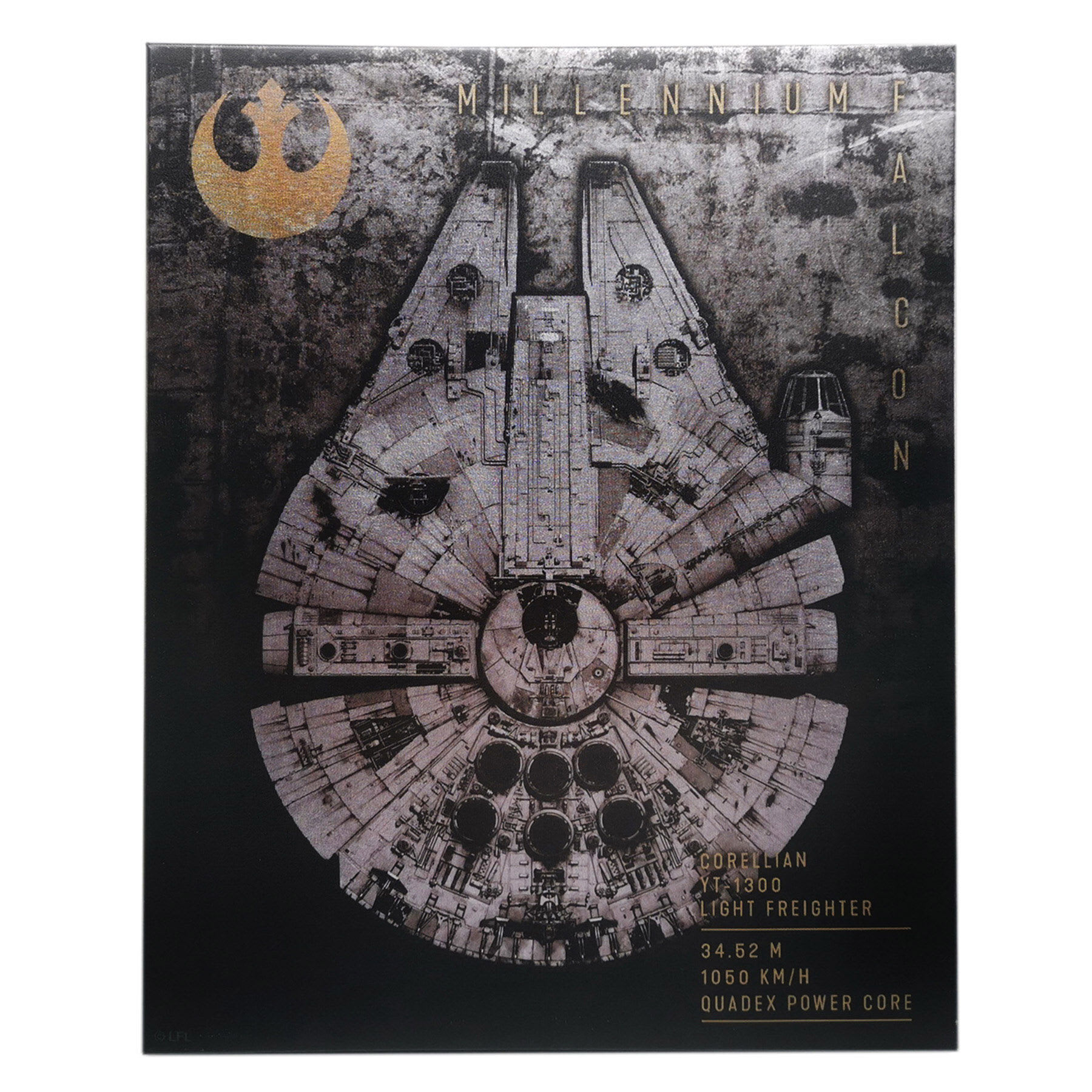 Star Wars Millennium Falcon Metallic Canvas Wall Art, 16x20