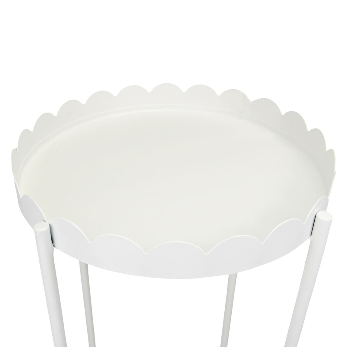 White Metal Scalloped Planter Stand, 23"