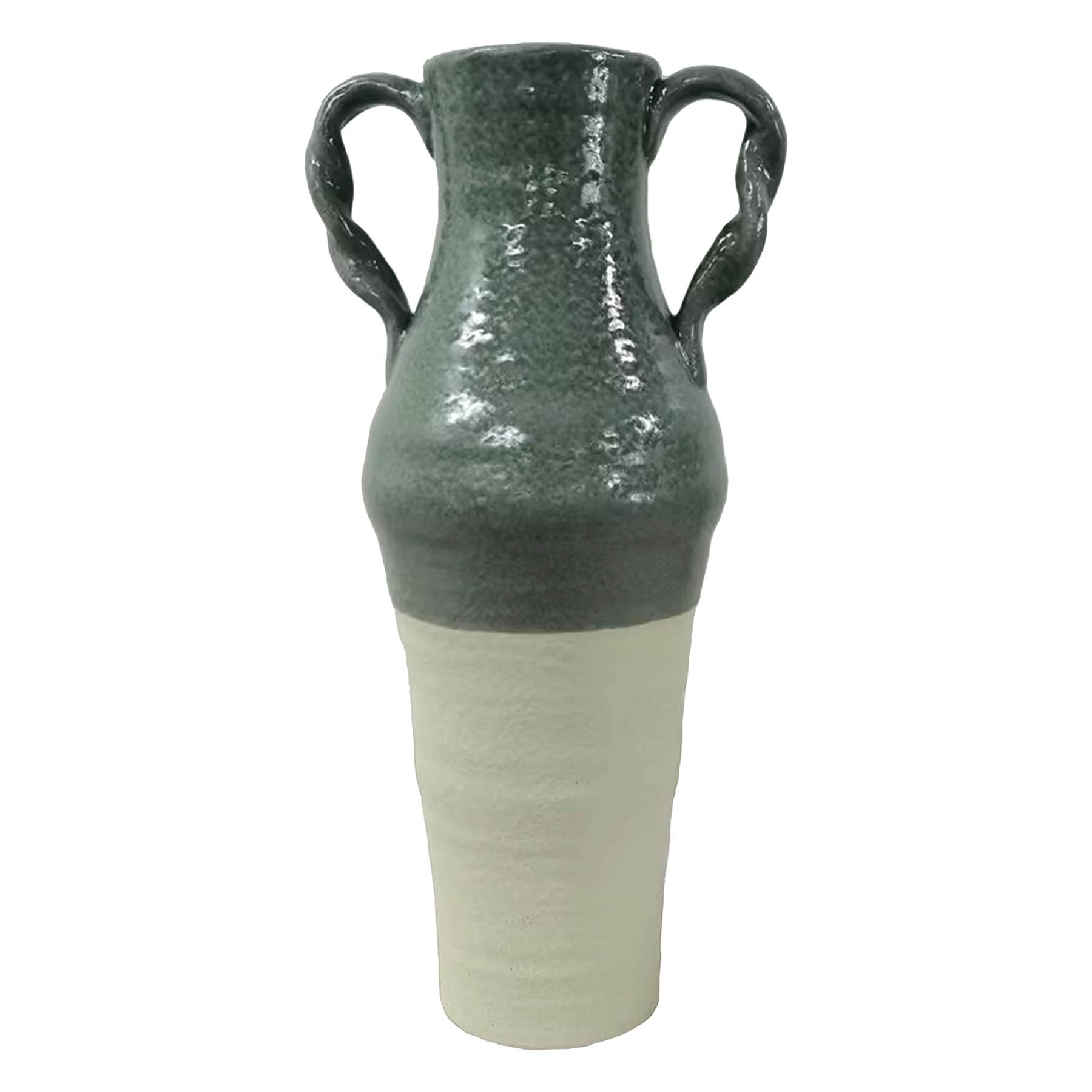 Green Twisted Handle Vase, 17"