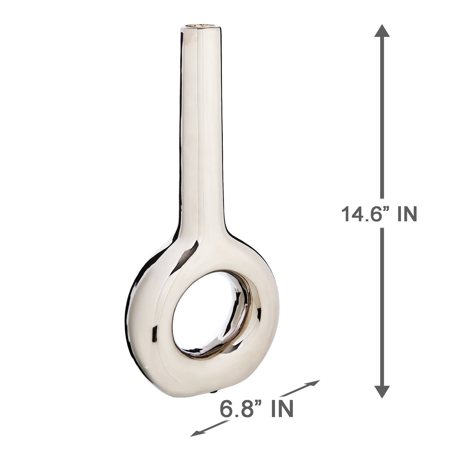Silver Key Ceramic Vase, 14.5"