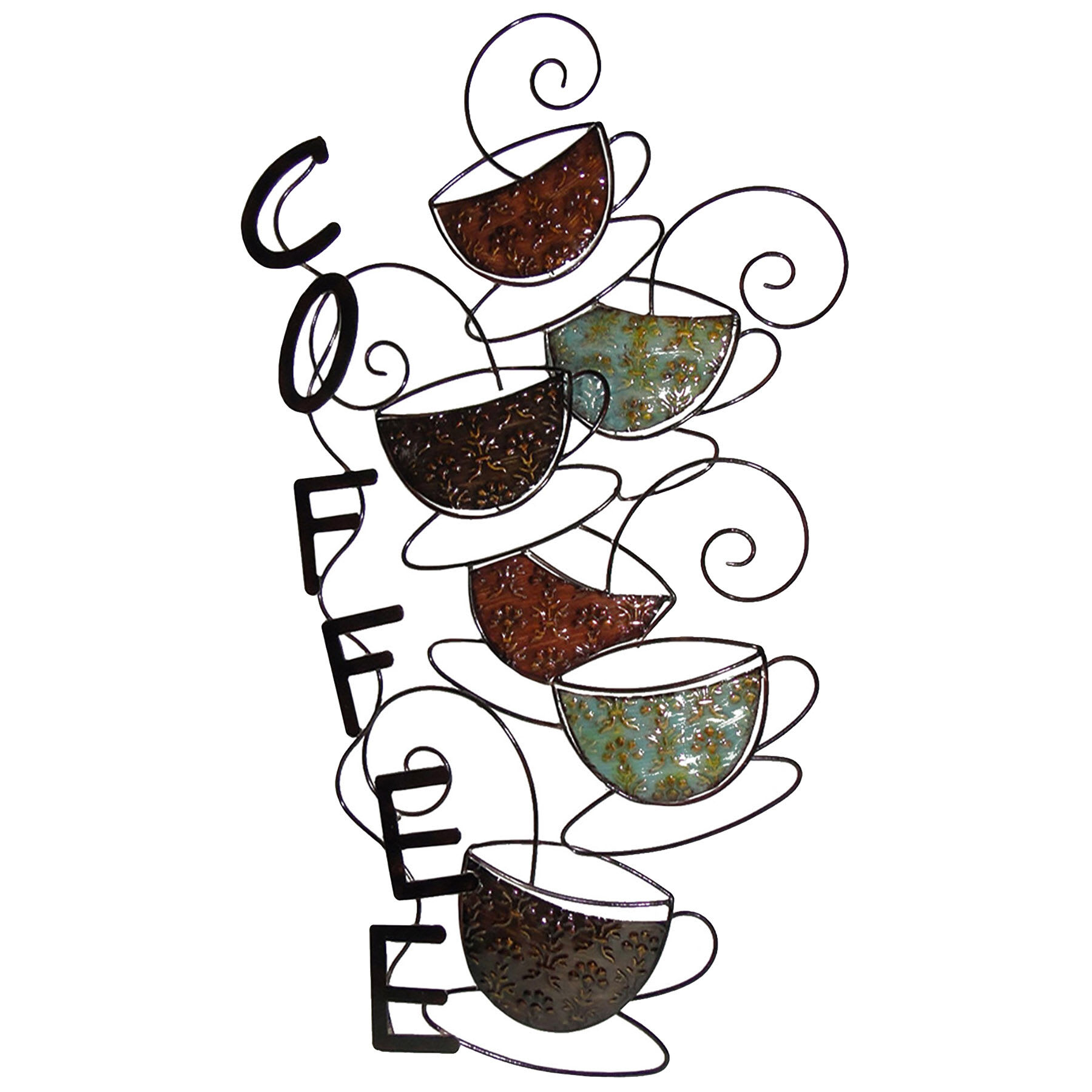 Coffee Cups Metal Wall Decor, 17x30