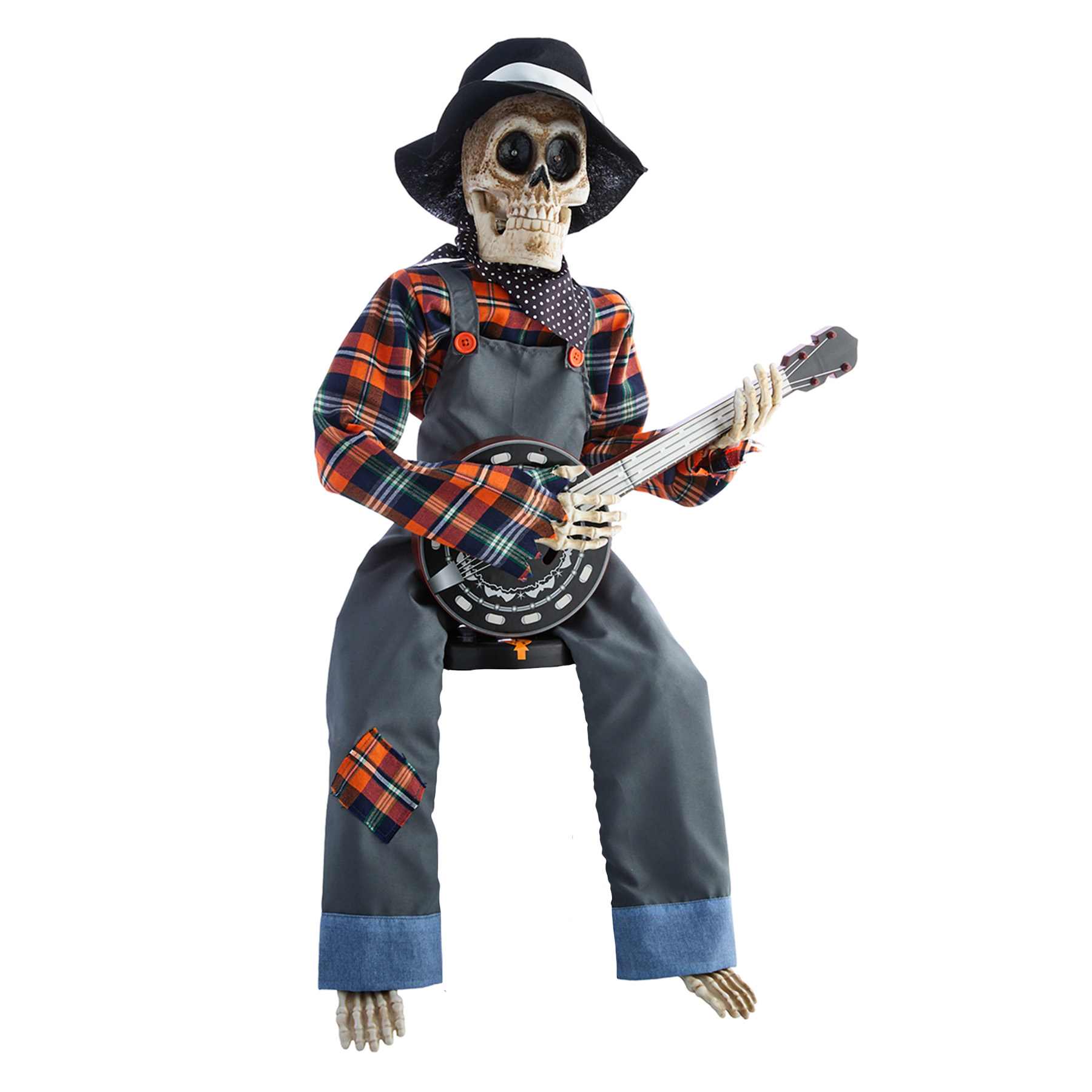 Happy Haunting Animated Decor Band Skeleton with Banjo