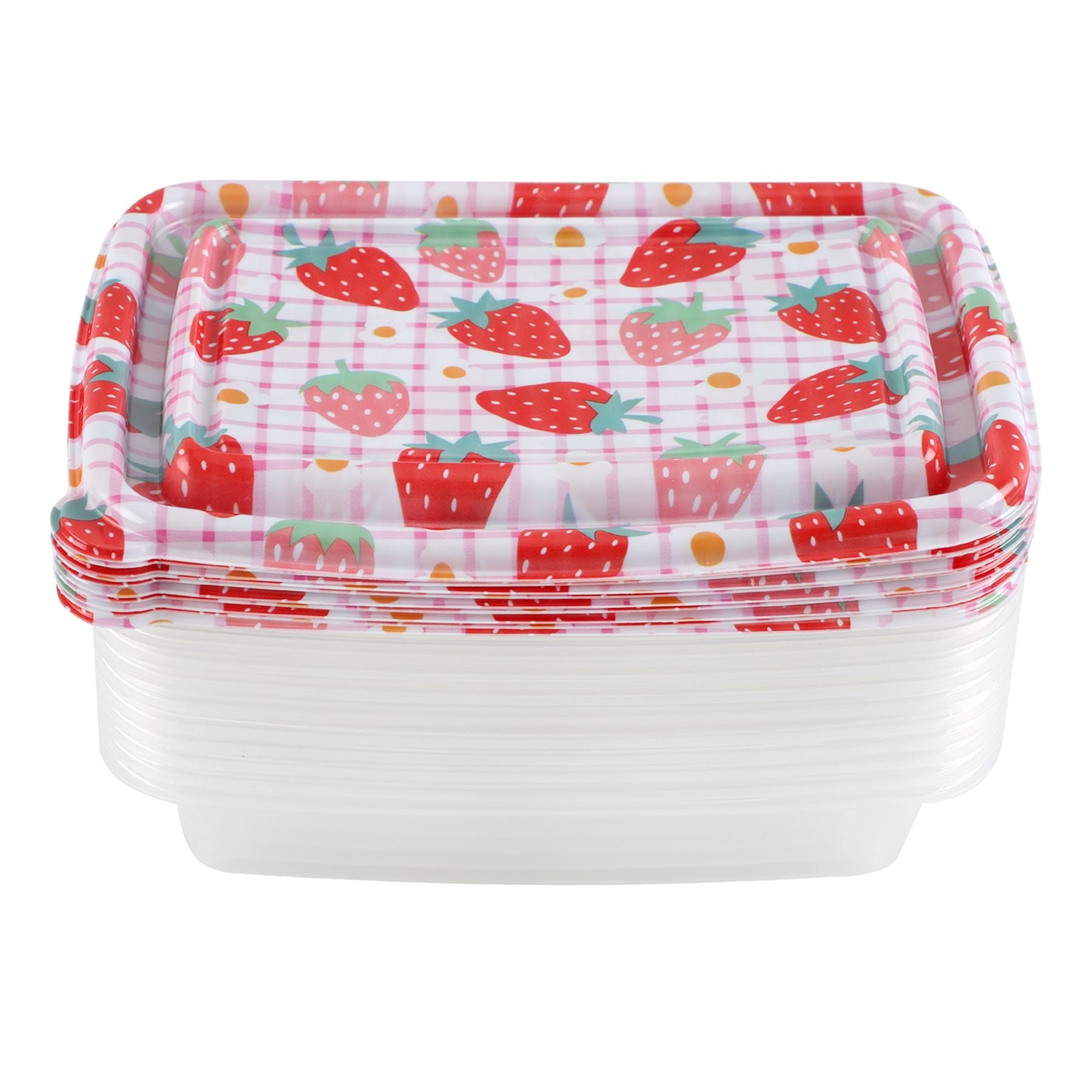 20-Piece Plaid Strawberries Rectangle Food Storage Set