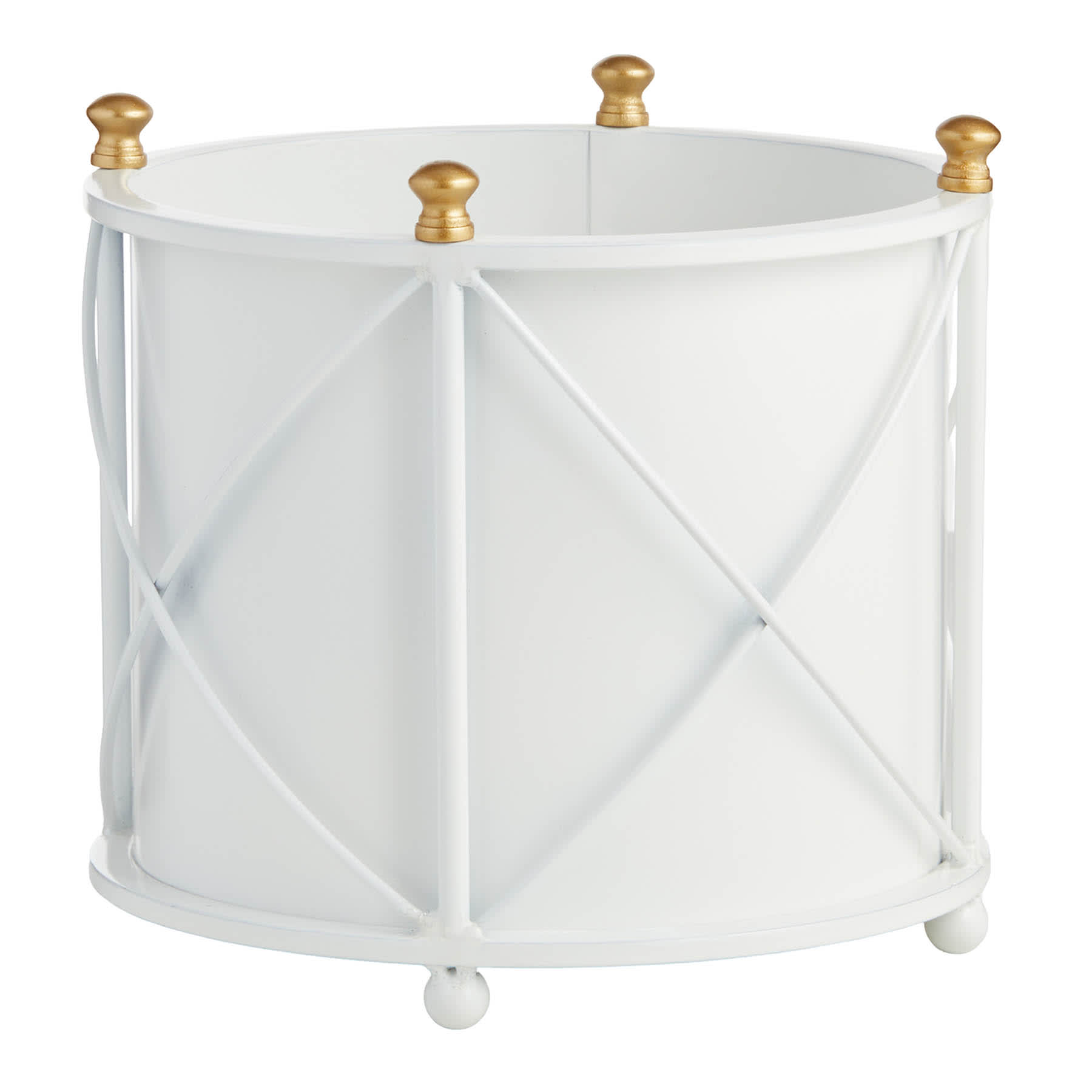 Providence White Round Metal Outdoor Planter, Small