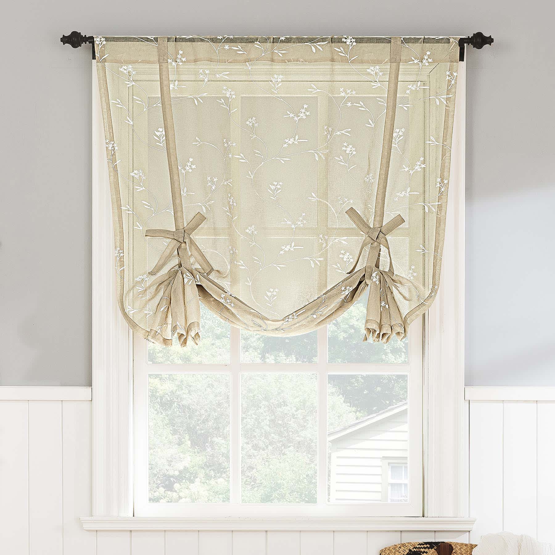 Destin White & Taupe Small Curtain Panel, 63"