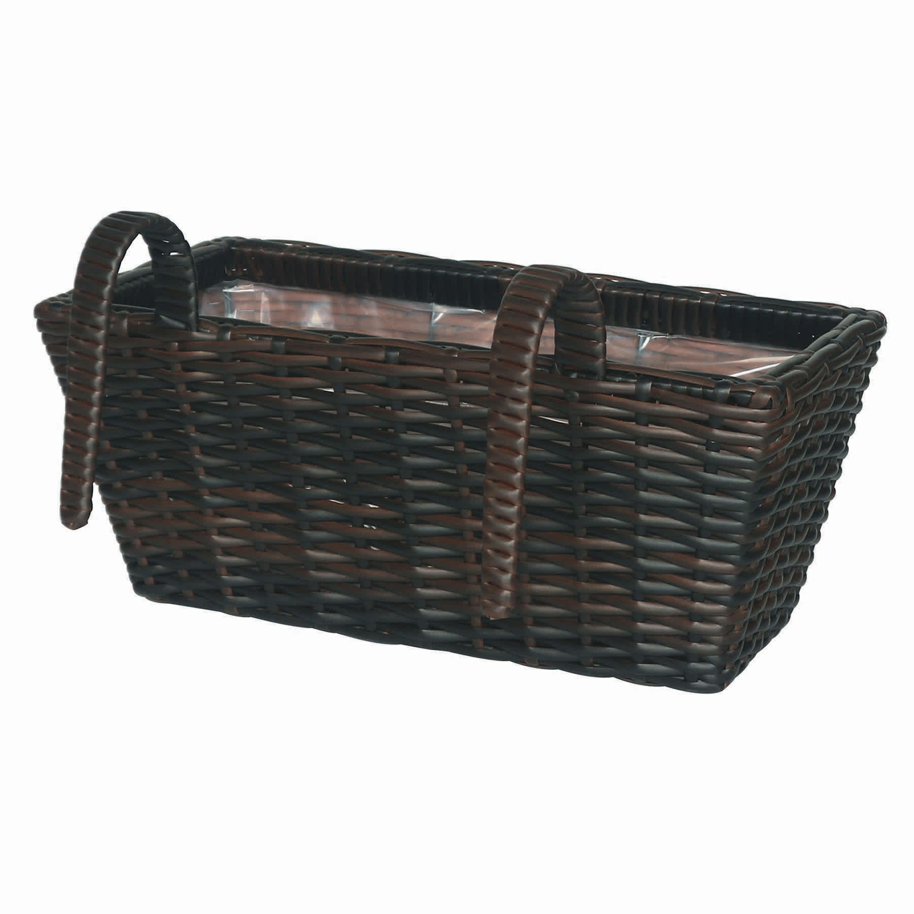 Polyrattan Balcony Planter with Liner, Large