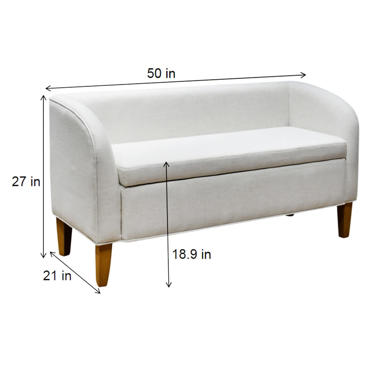 Audrey Storage Settee Bench, Ivory