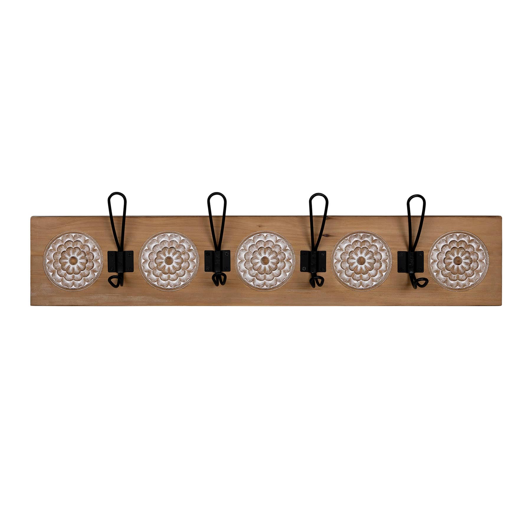 Honeybloom 4-Hook Floral Farmhouse Wall Hook, 27x7