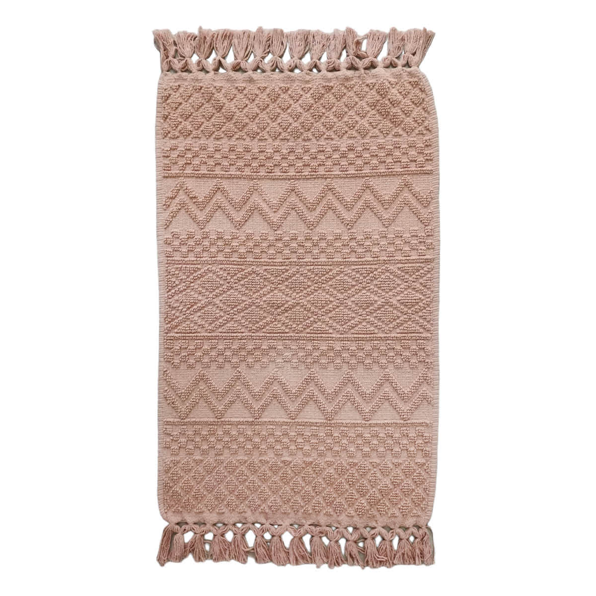 Found & Fable Coral Woven Fringe Bath Rug, 20x32
