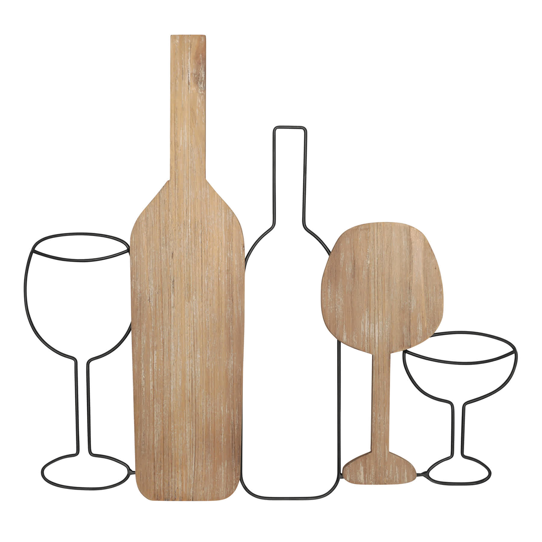 Metal & Wood Wine Wall Art, 20x19