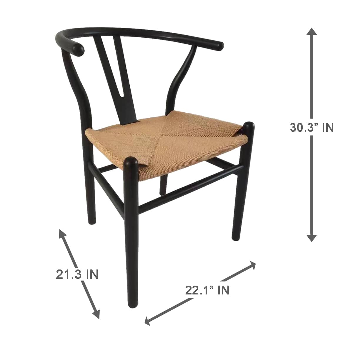 Found & Fable Set of 2 Denise Wishbone Dining Chairs, Black
