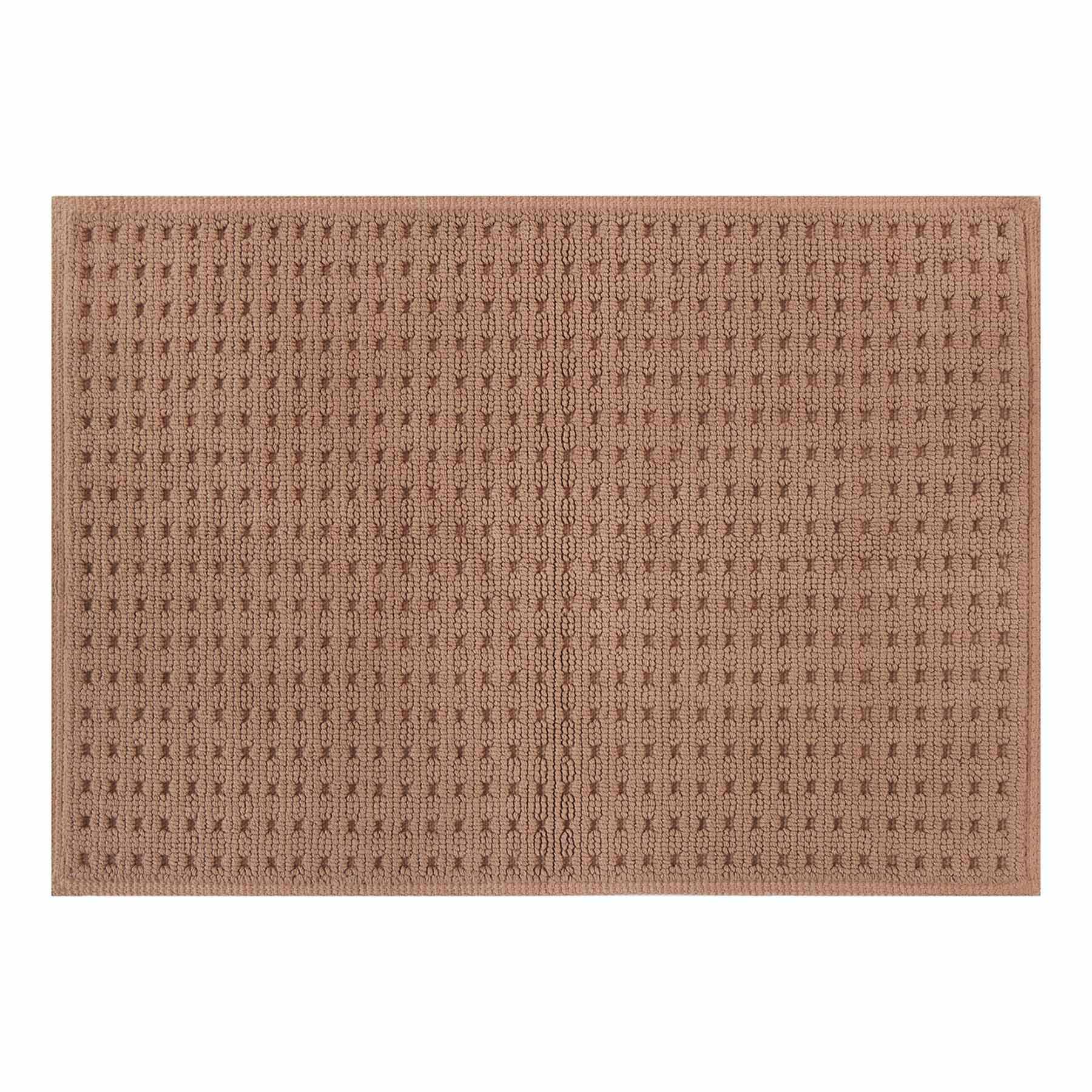 Crosby St. Brown Waffle Cotton Antimicrobial Bath Rug, 17x24