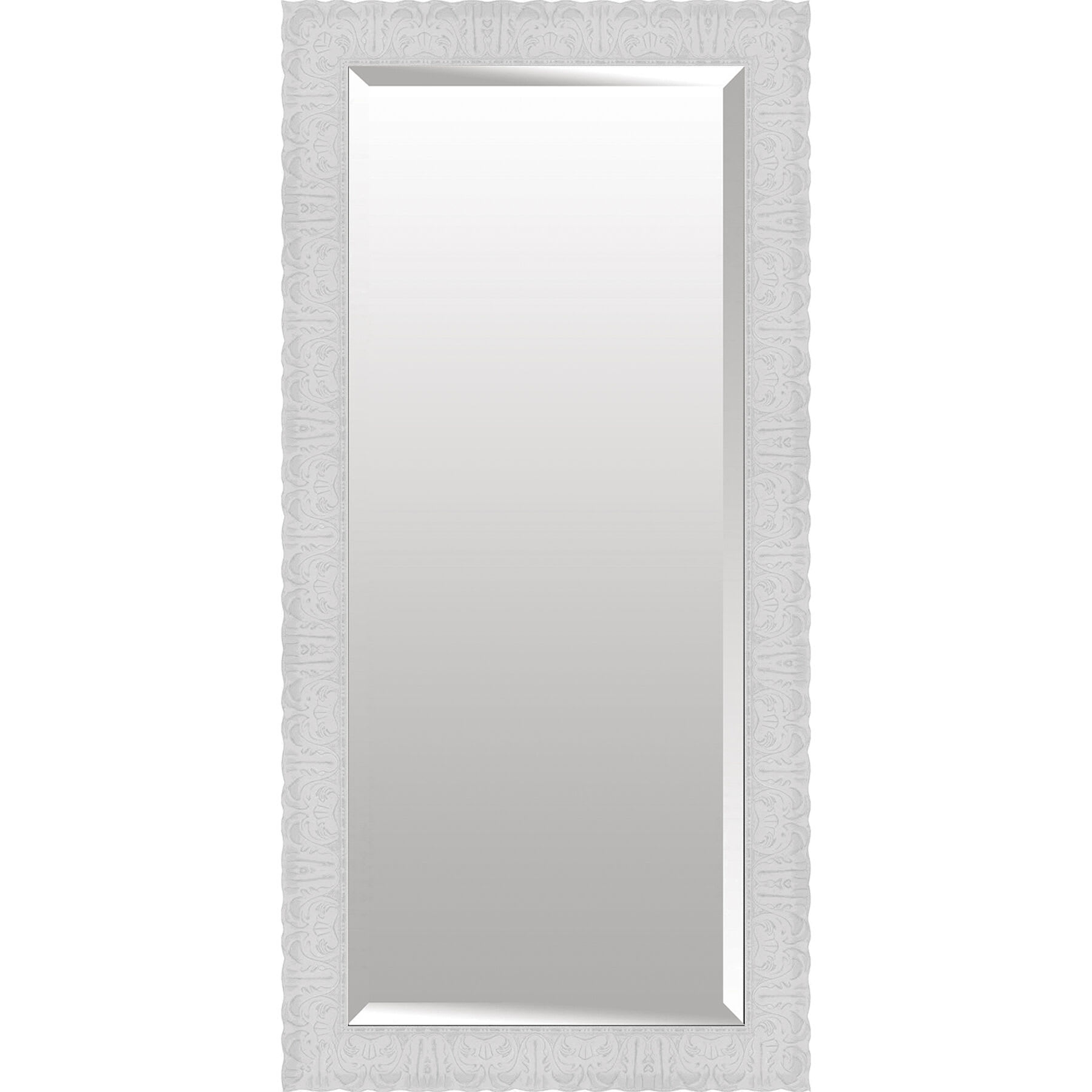 White Scalloped Edges Leaner Mirror, 32x66