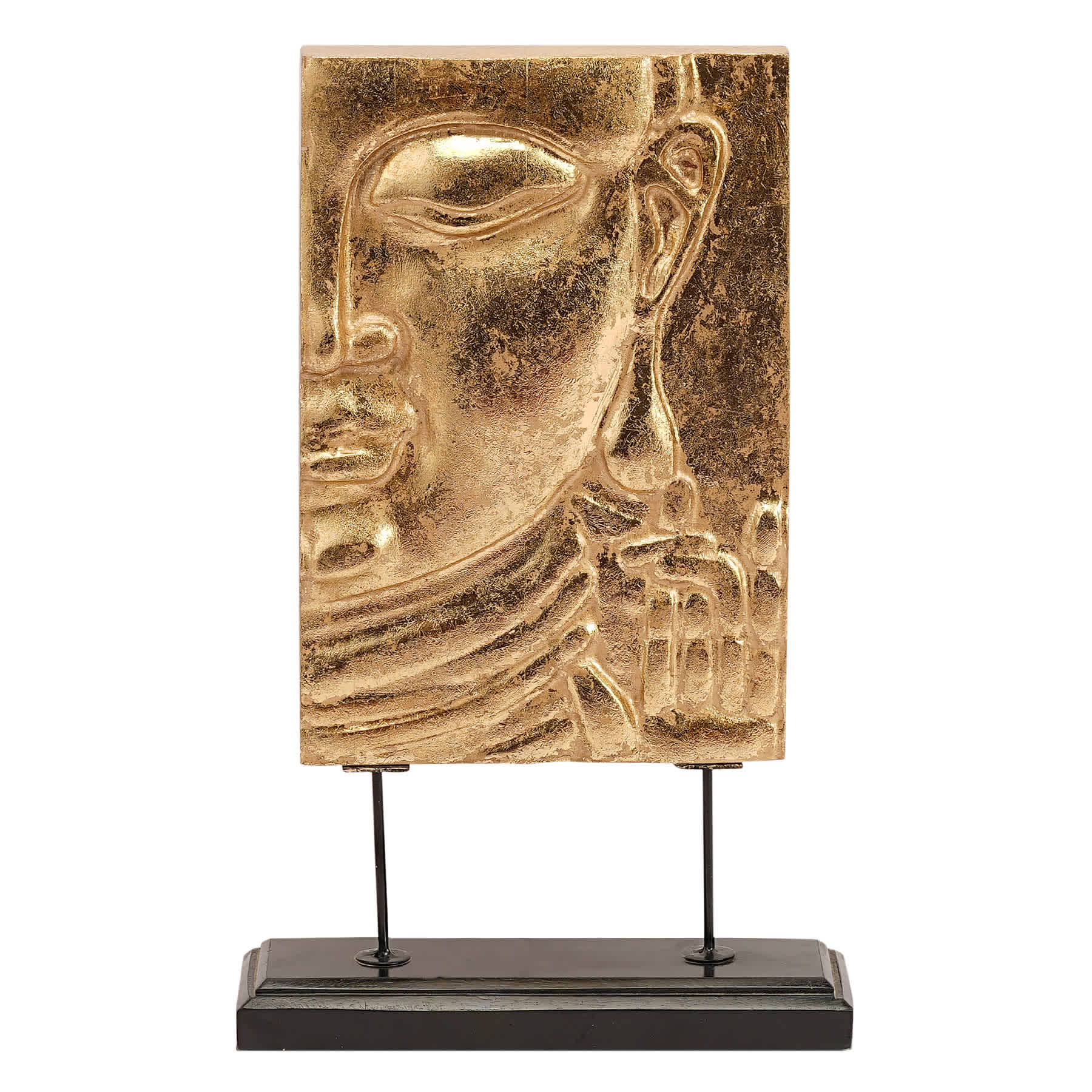 Found & Fable Gold Carved Buddha Art on Stand, 14"