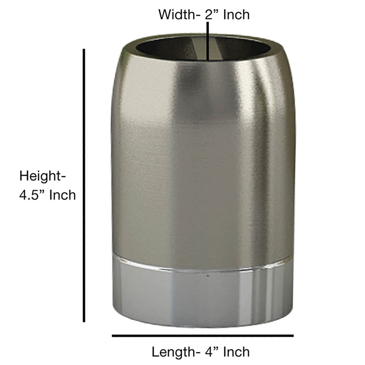 Providence Esme Silver Matte & Shiny Steel Toothbrush Holder, 4.5"