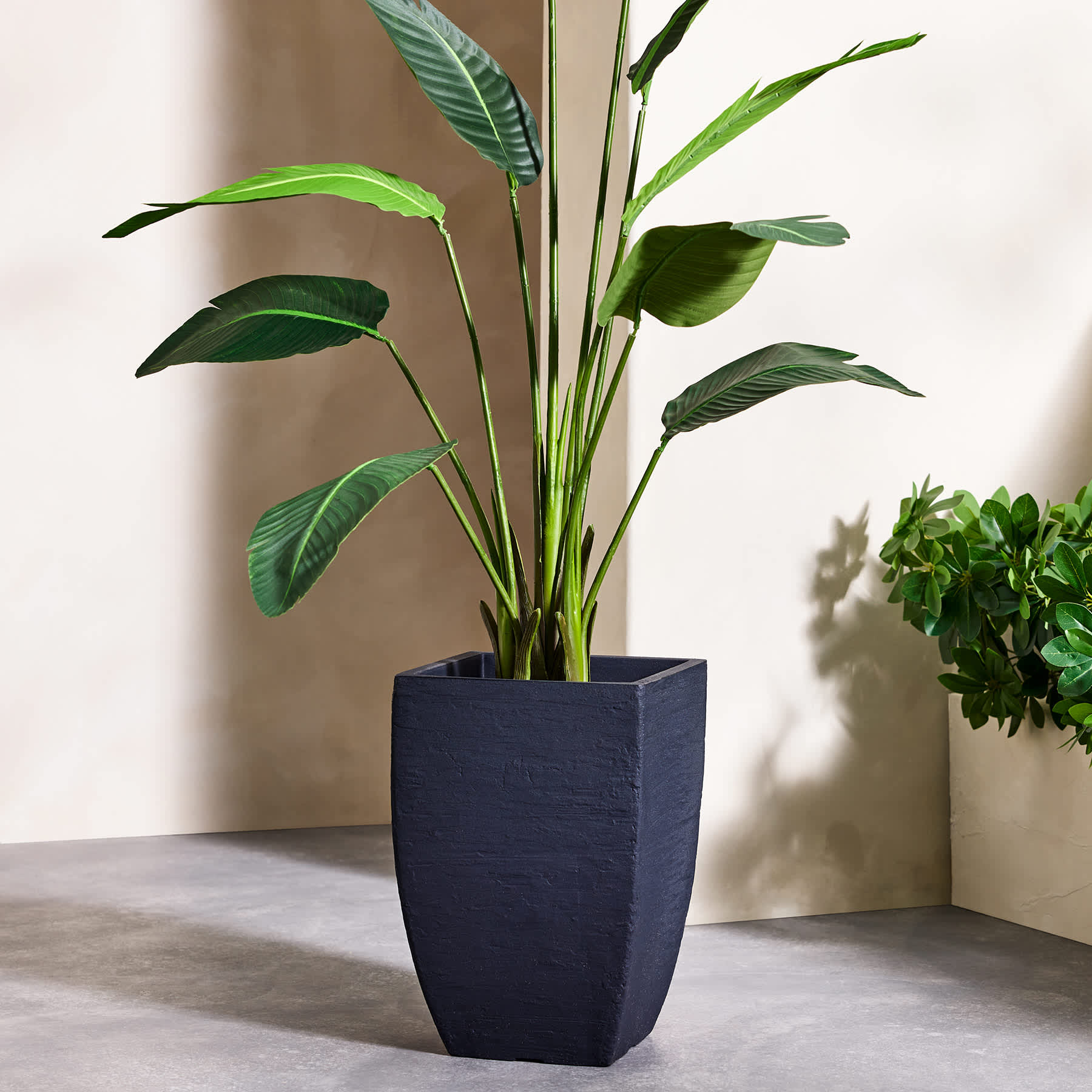 Japi All-Weather Black Modern Square Outdoor Planter, Small