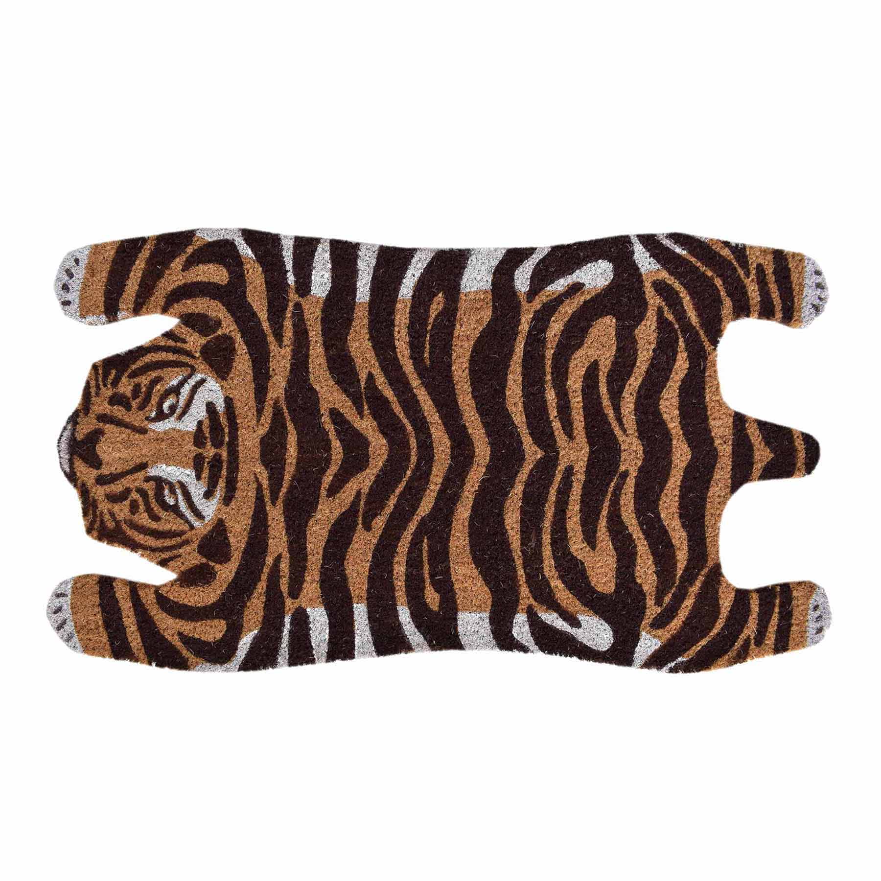 Tiger Shaped Coir Mat, 18x30