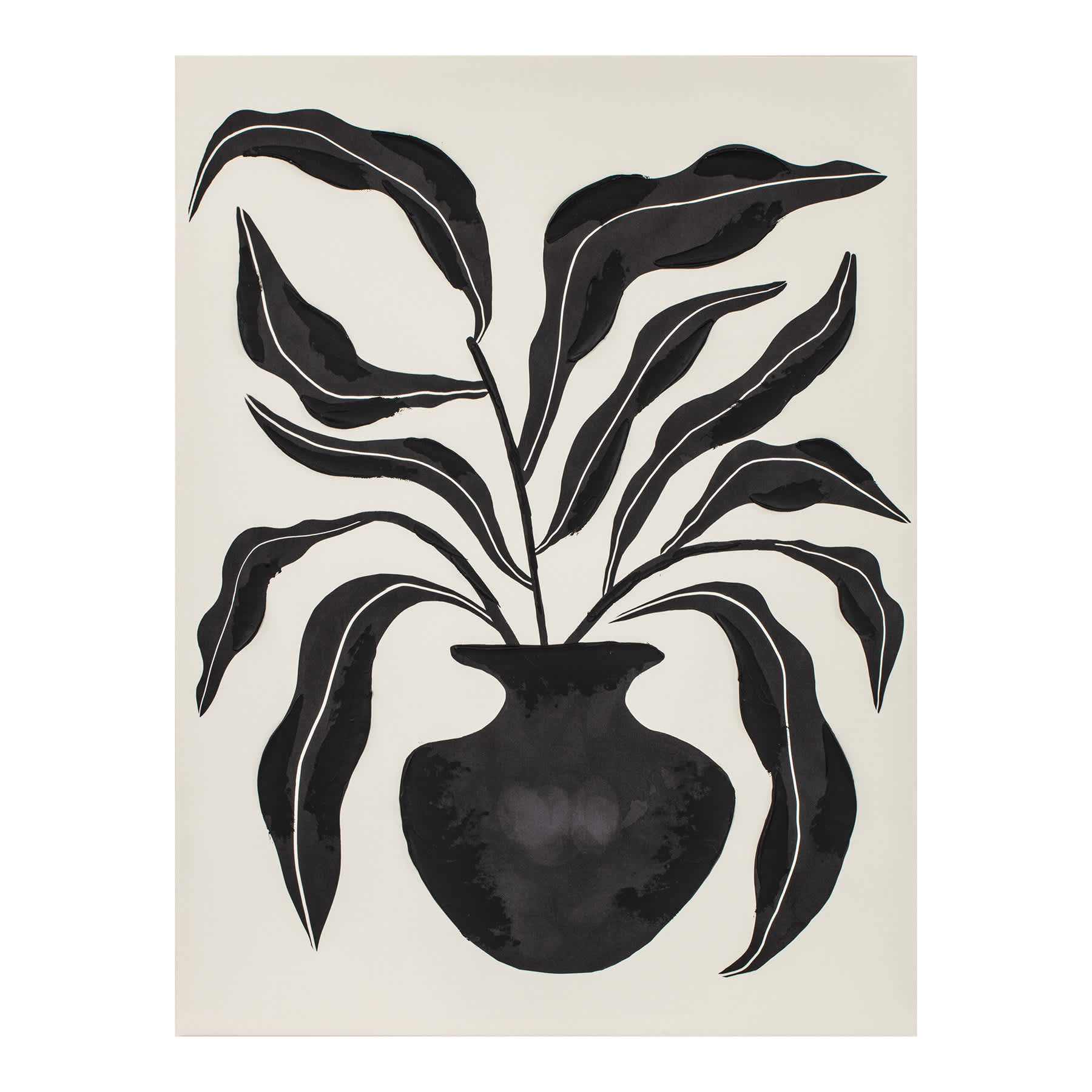 Black Plant Canvas Wall Art, 24x32