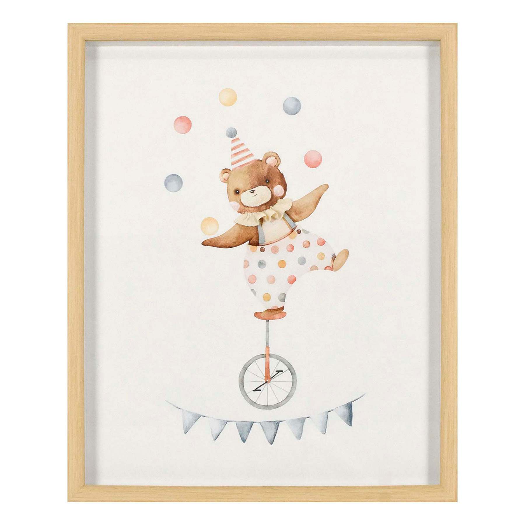 Glass Framed Circus Bear Wall Art, 17x21