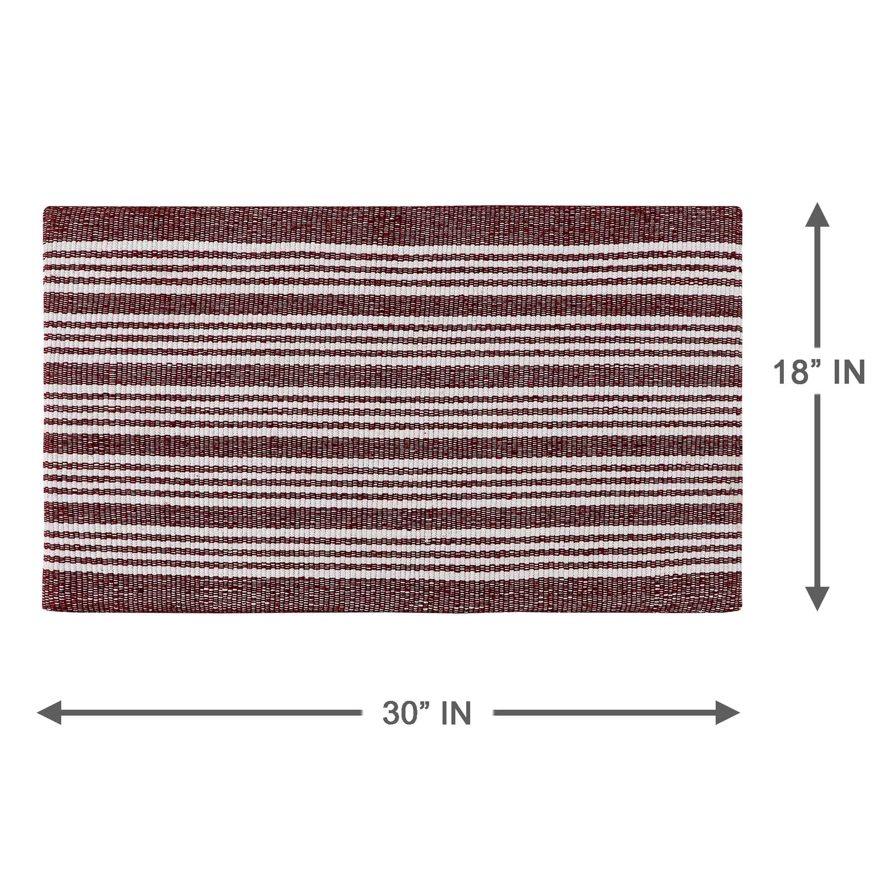 Maroon & White Heritage Striped Kitchen Mat, 18x30
