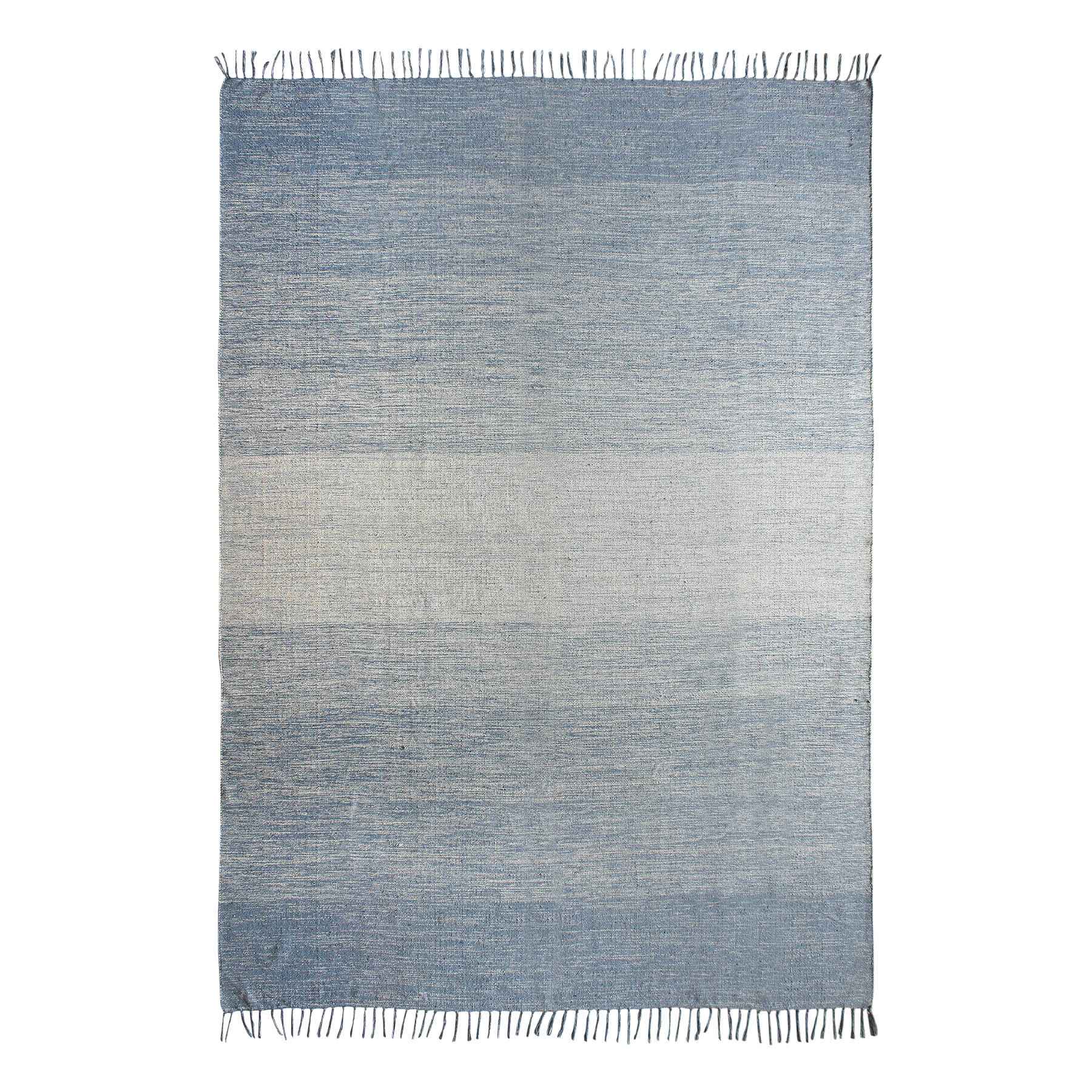 (D522) Blue Ombre Fringe Area Rug, 7x10