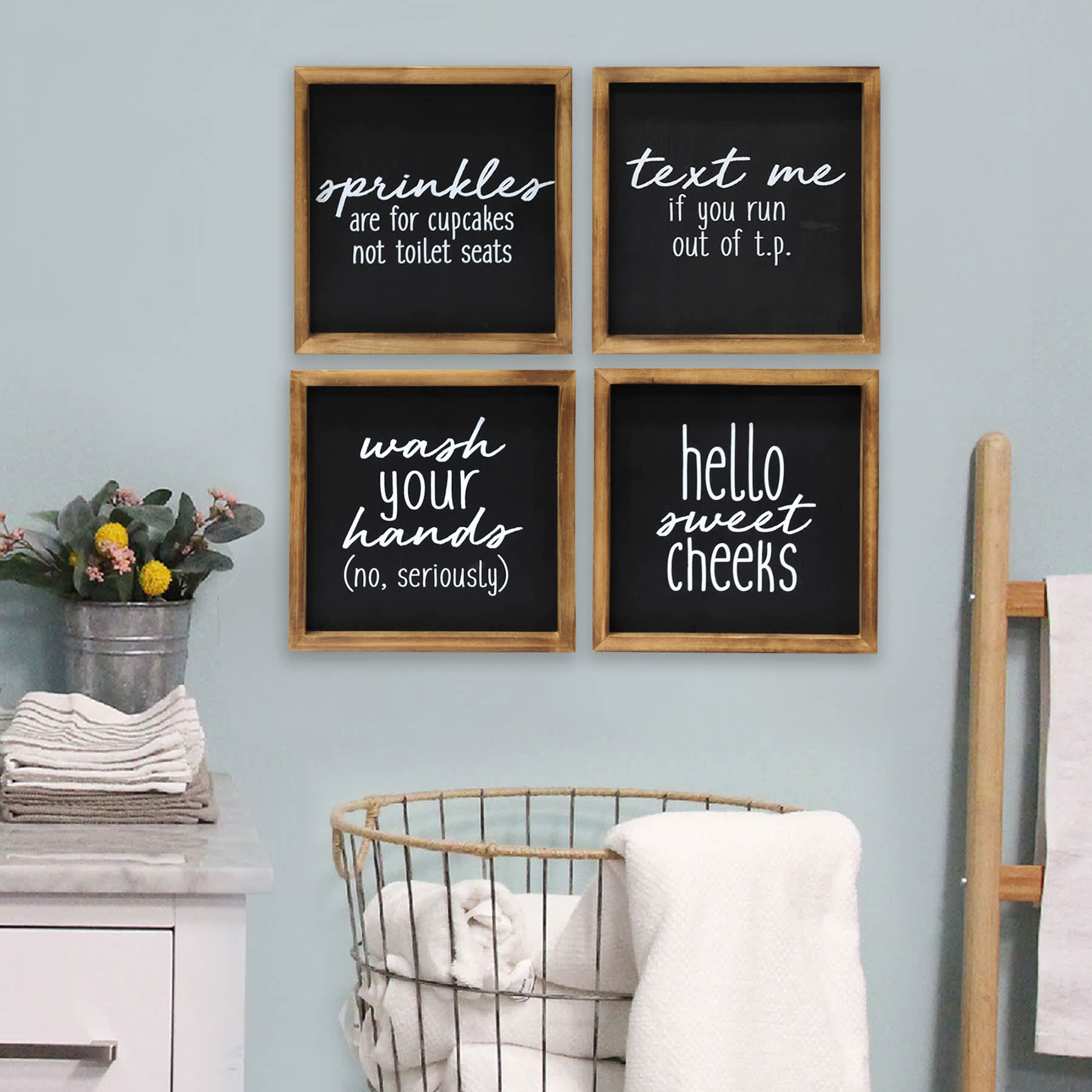 Wash Your Hands Framed Wall Sign, 10"