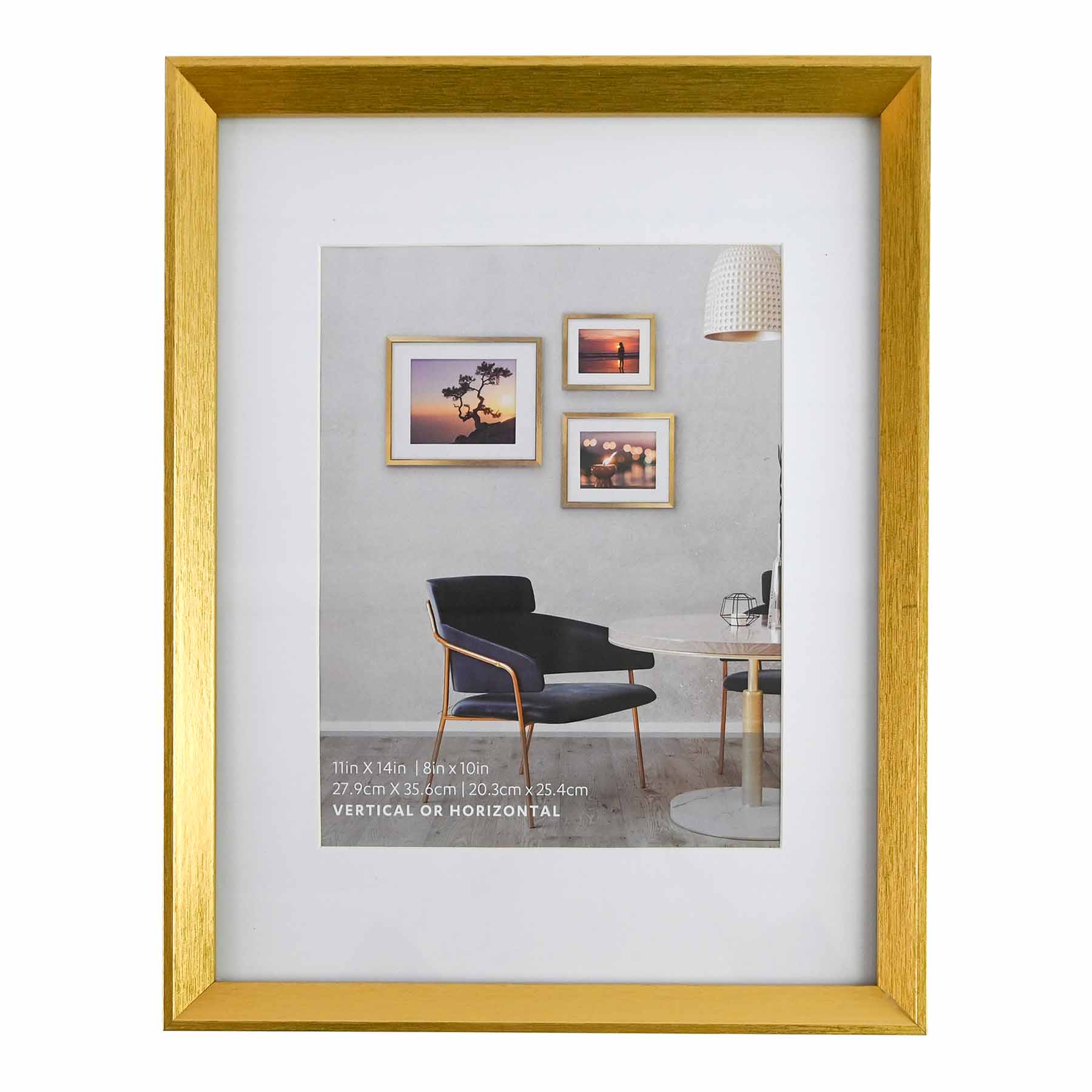 11x14 Matted to 8x10 Frame, Gold