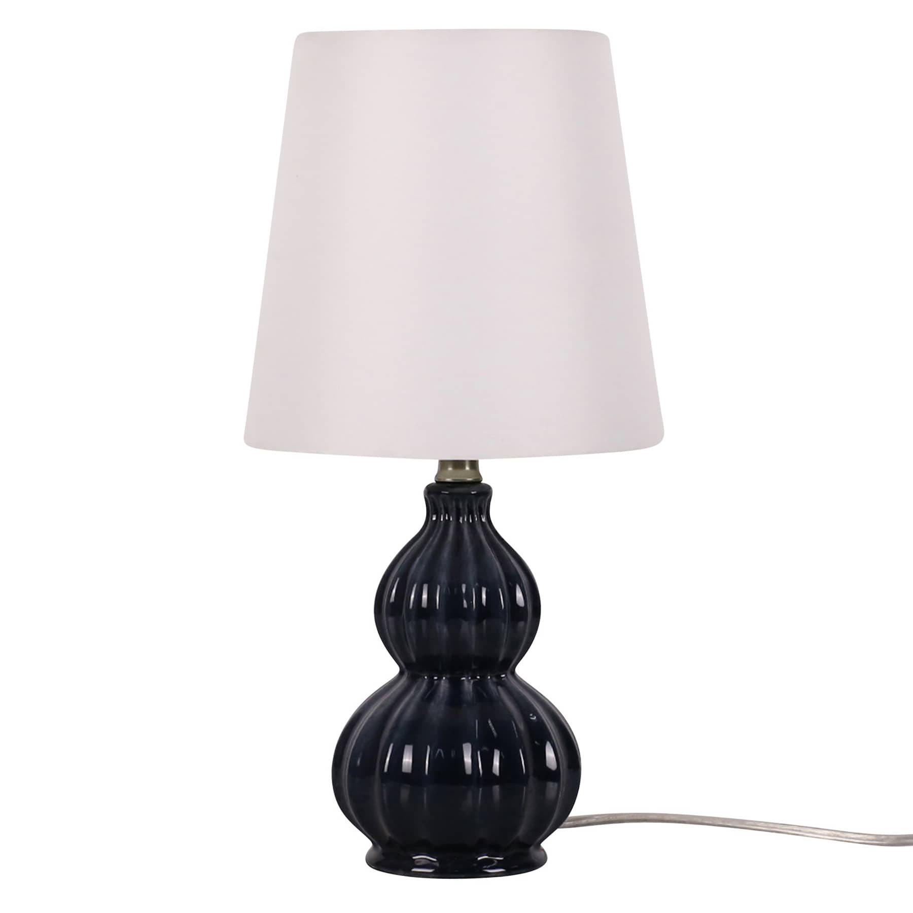 Providence Blue Ceramic Gourd Mini Table Lamp with Shade, 13"