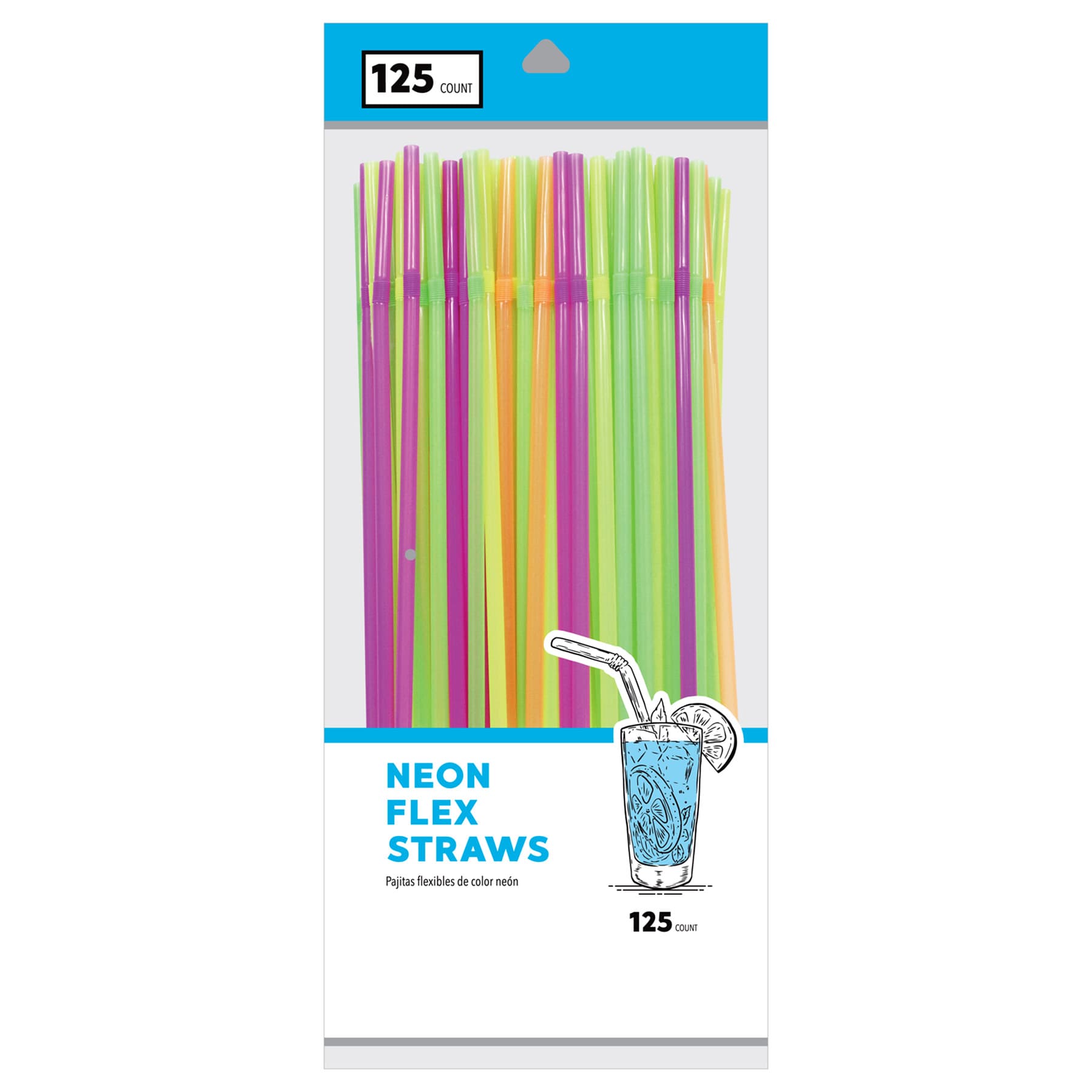 125-Count Neon Flex Plastic Straws
