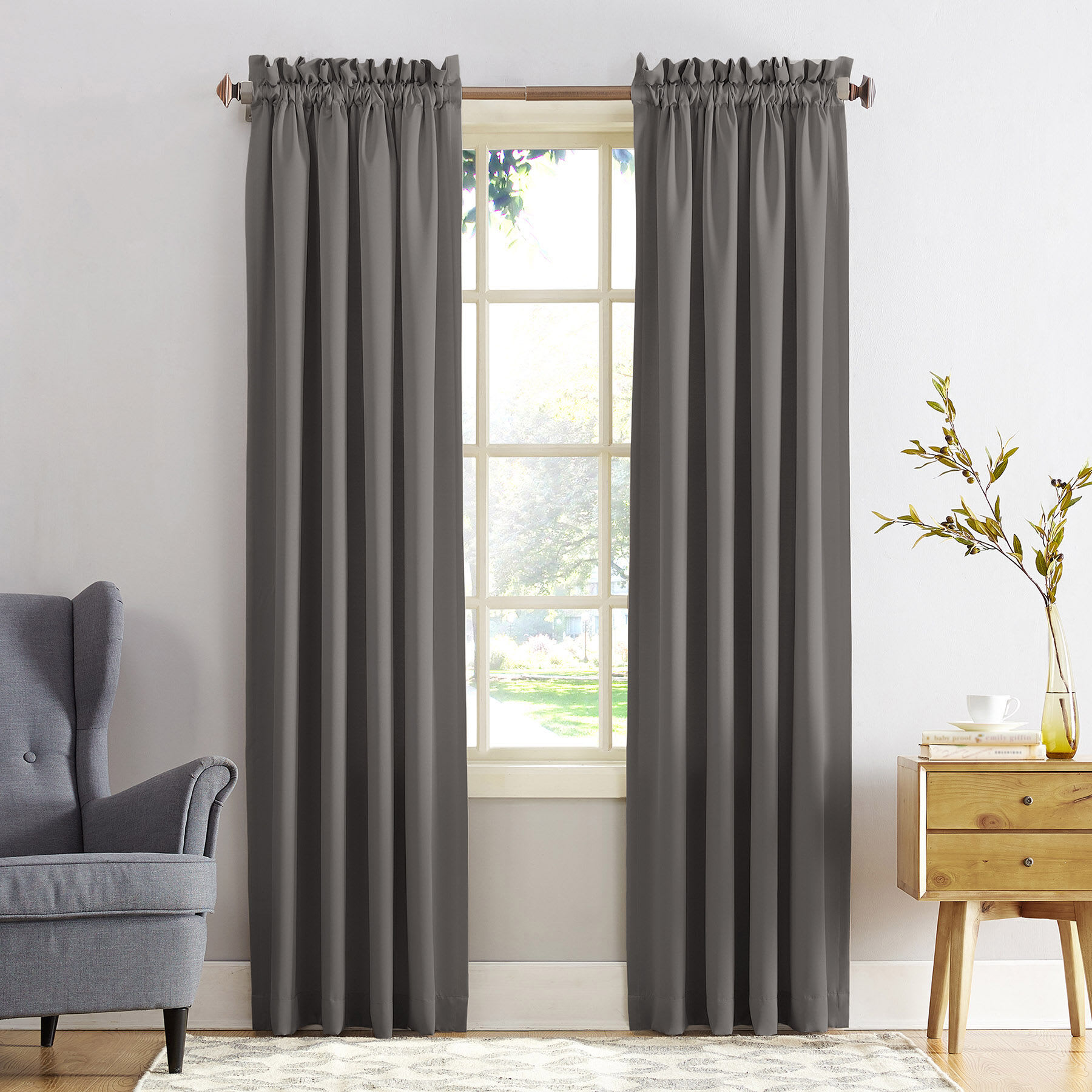 Madison Steel Pole Top Room Darkening Curtain Panel, 84"