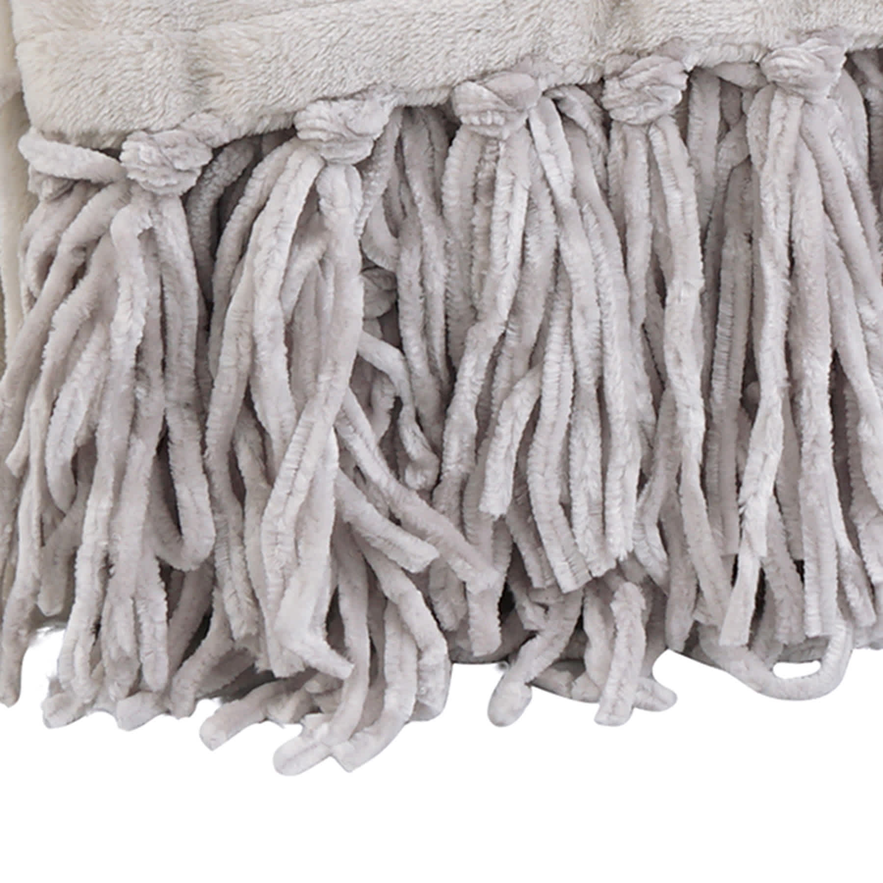 Light Grey Fringe Throw Blanket, 50x60