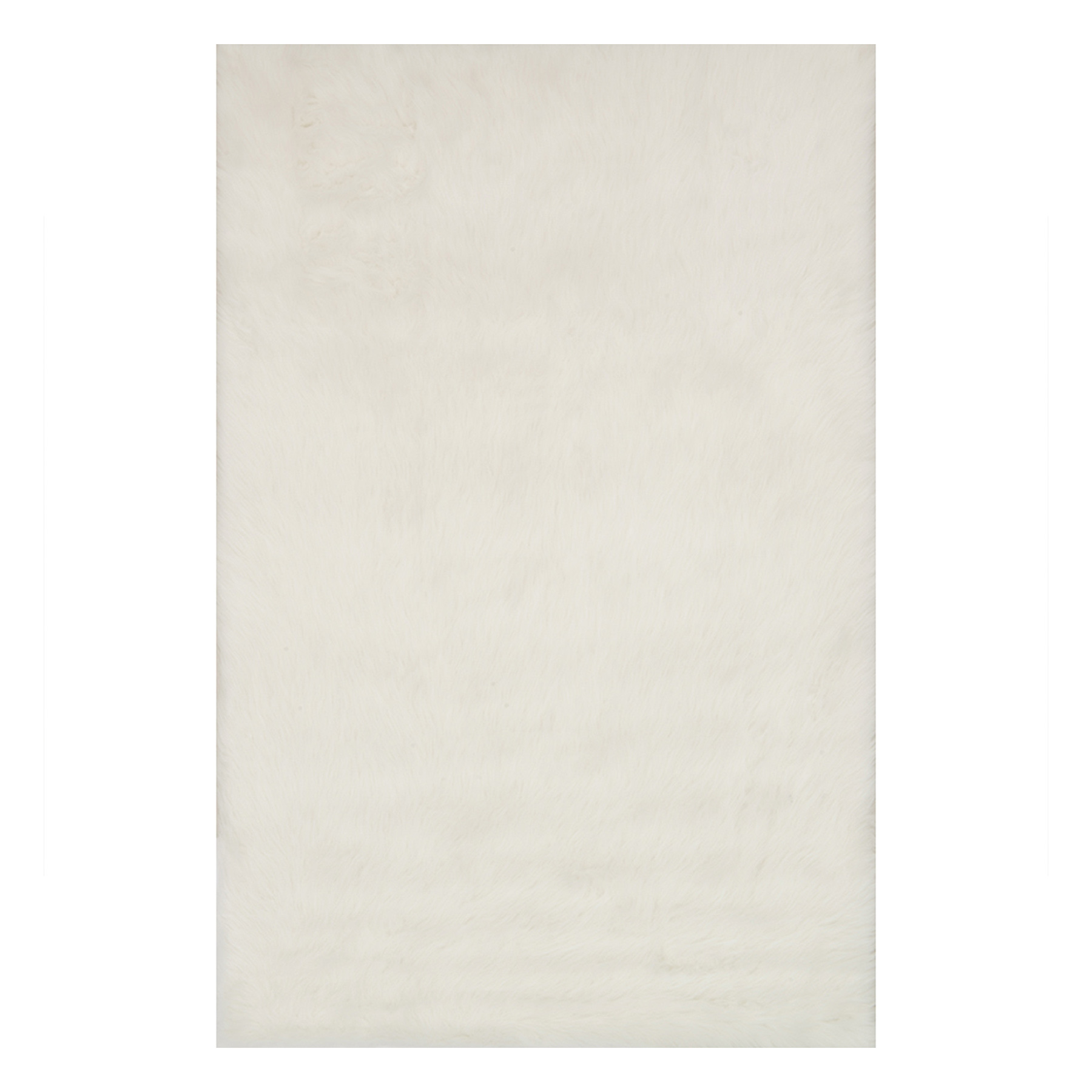 (C150) Vale Ivory Faux Fur Shag Accent Rug, 3x5