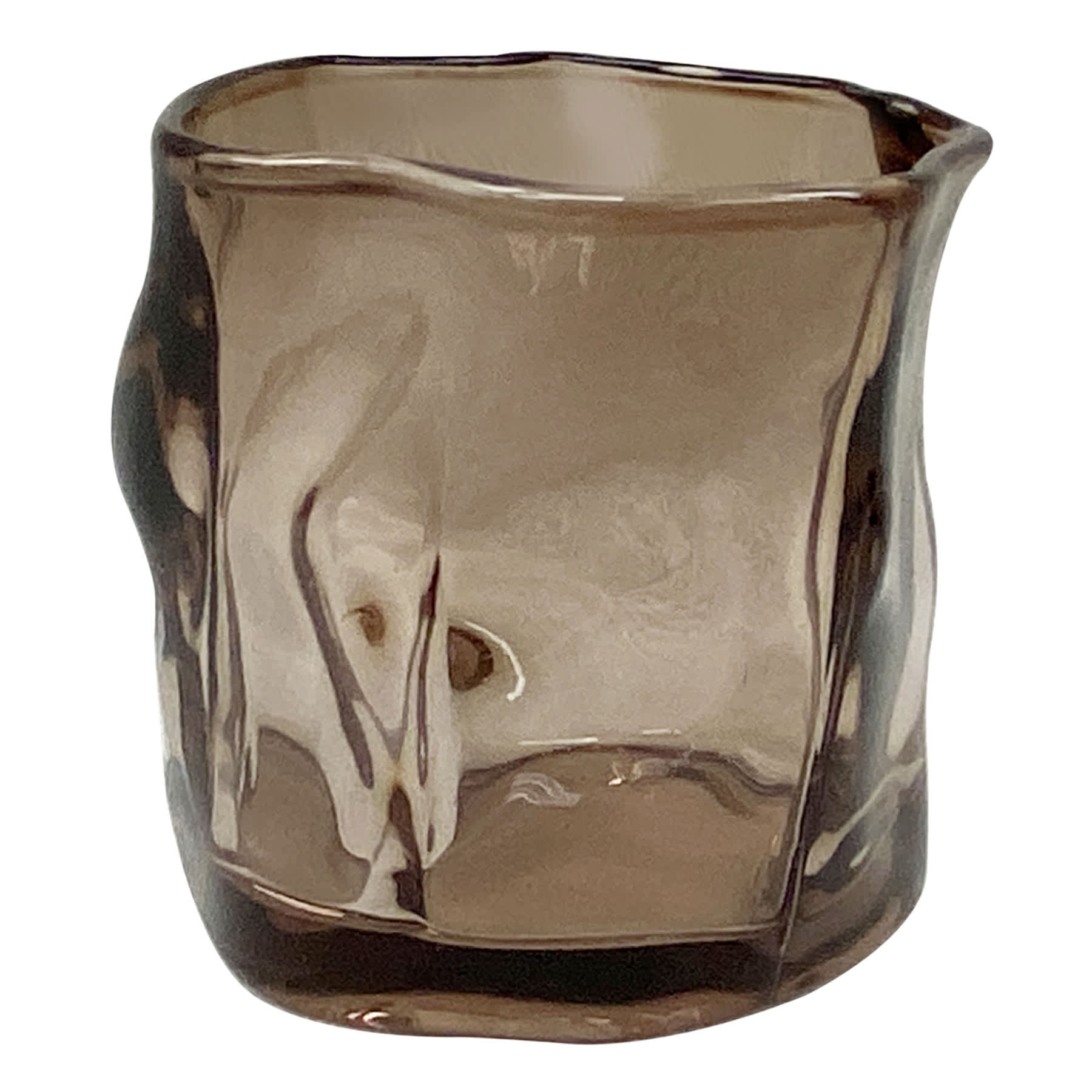 Brown Glass Candle Holder, 3.2"