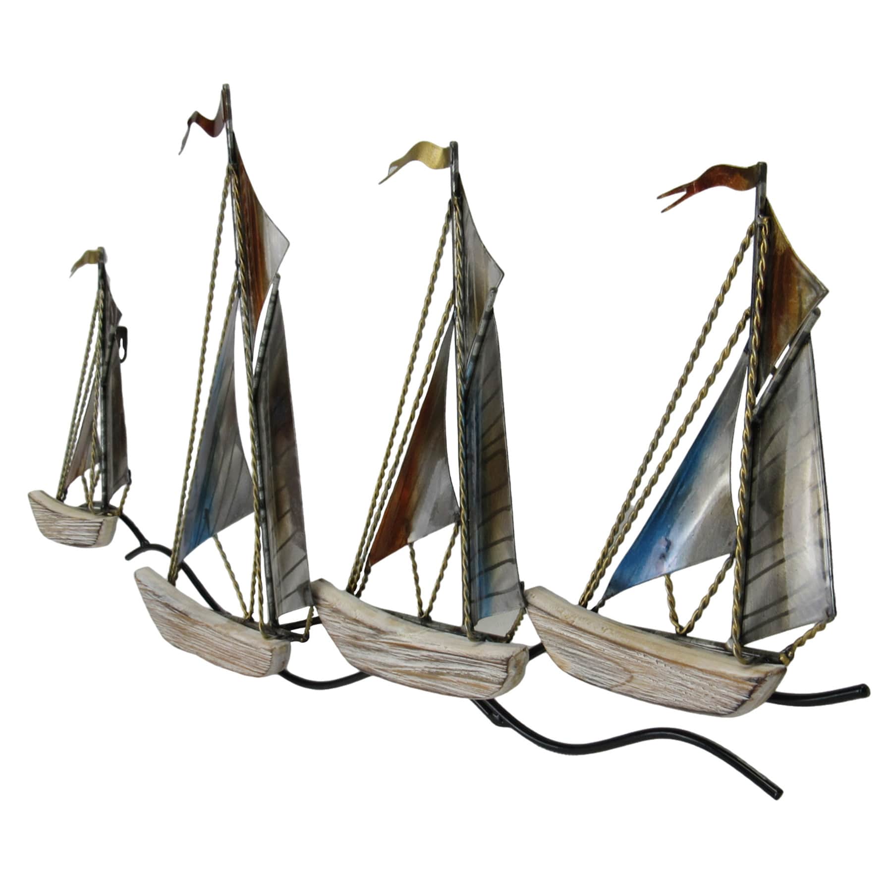 Metal Four Sailboats Wall Decor, 28"