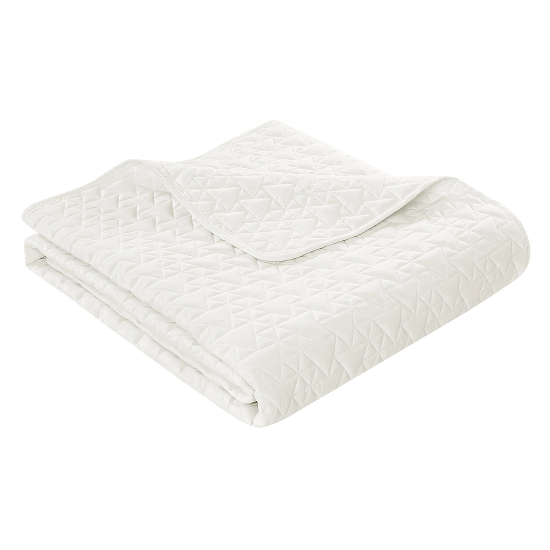 2-Piece White Geo Washed Microfiber Quilt Set, Twin/Twin XL
