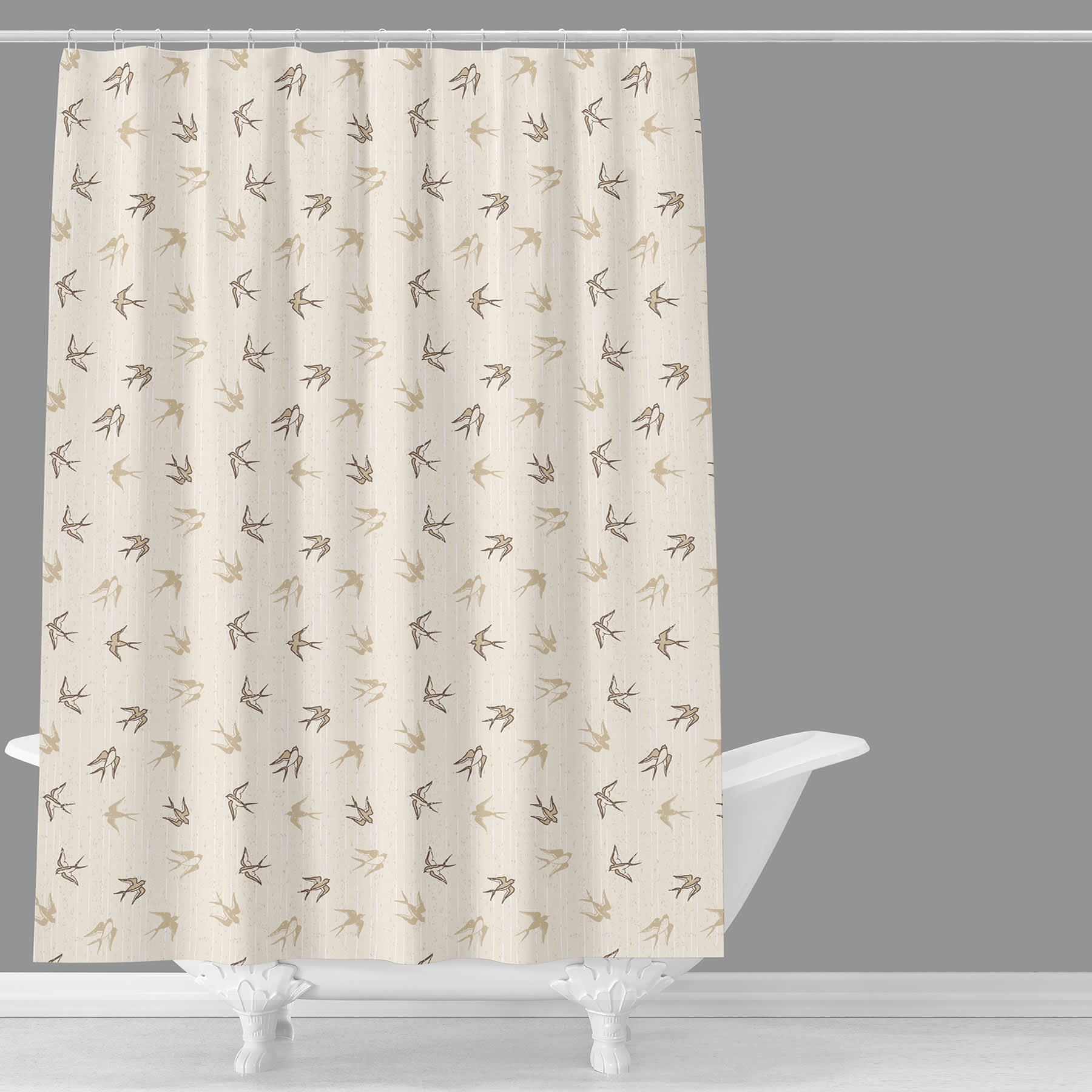 Honeybloom Ivory Swallows Printed Shower Curtain, 72"