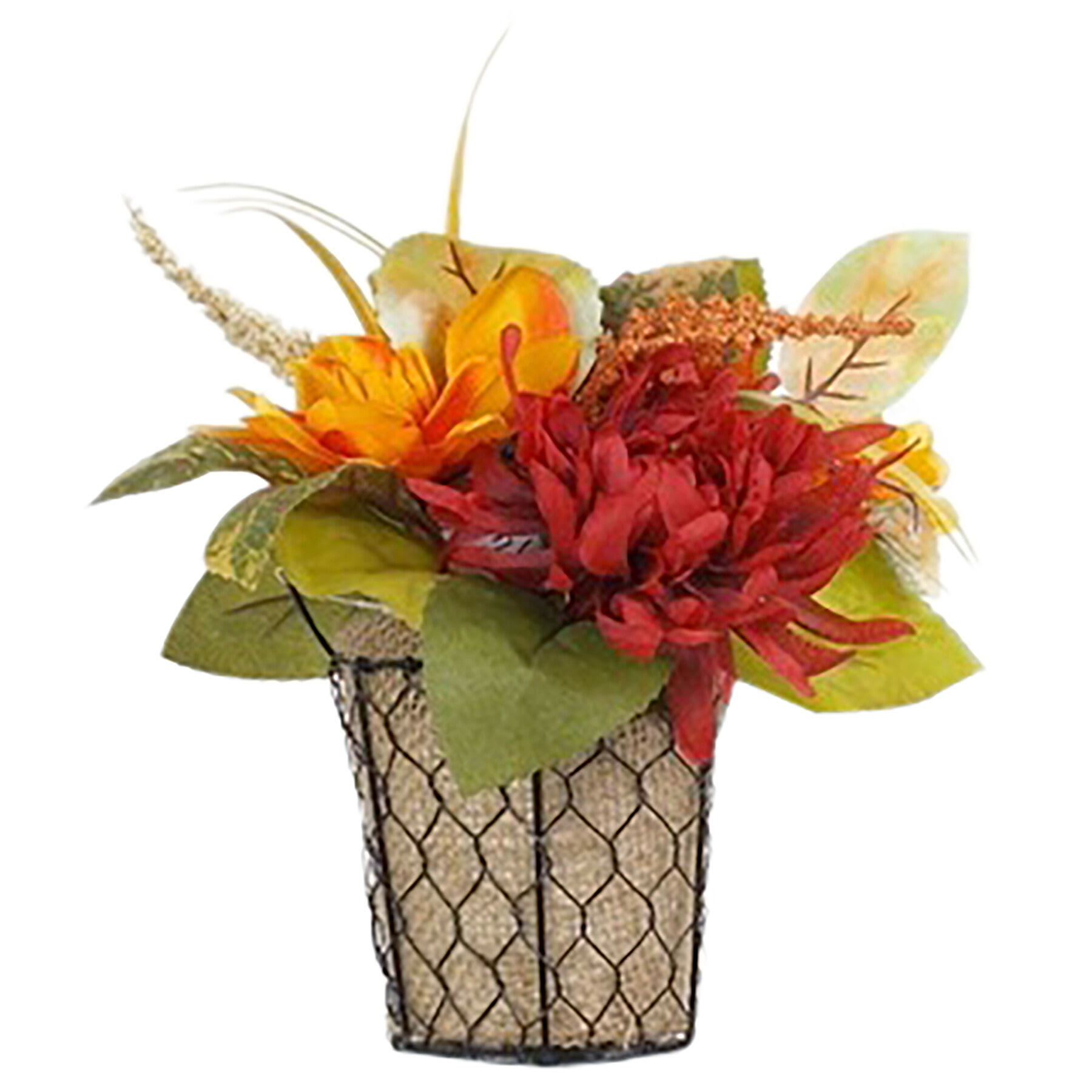 Fall Mums in Basket, 8"