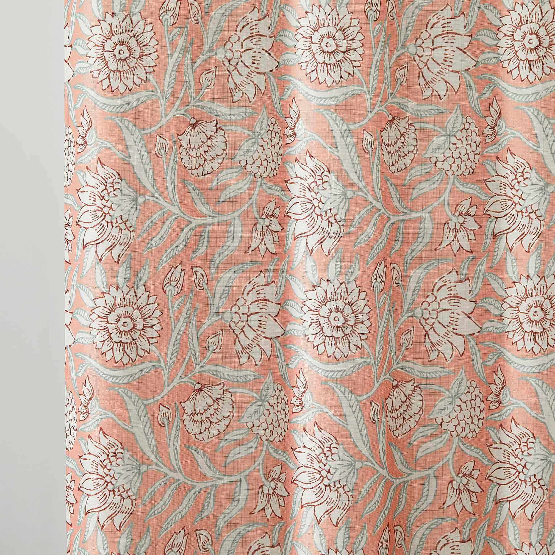 Honeybloom Folk Floral with Border Print Single Shower Curtain, 72"