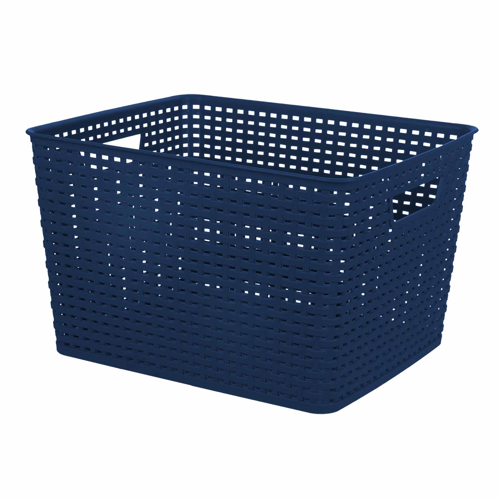 Navy Blue Crossover Weave Storage Basket, Large