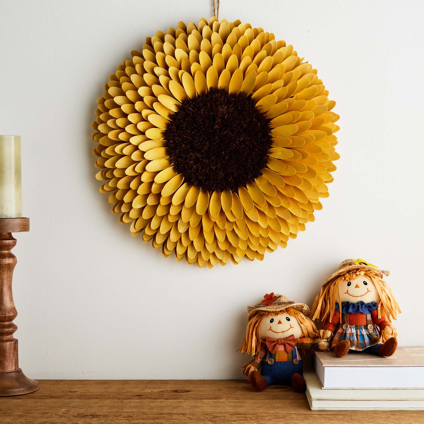 Homespun Harvest Orange Wood Curl Sunflower, 18.8"