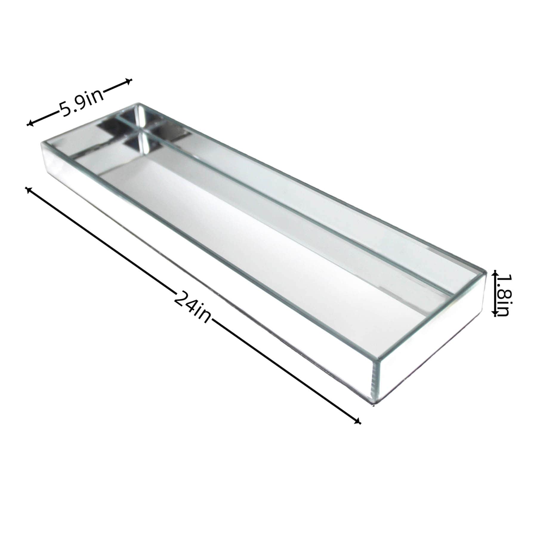 Silver Rectangular Mirrored Tray, 24x6