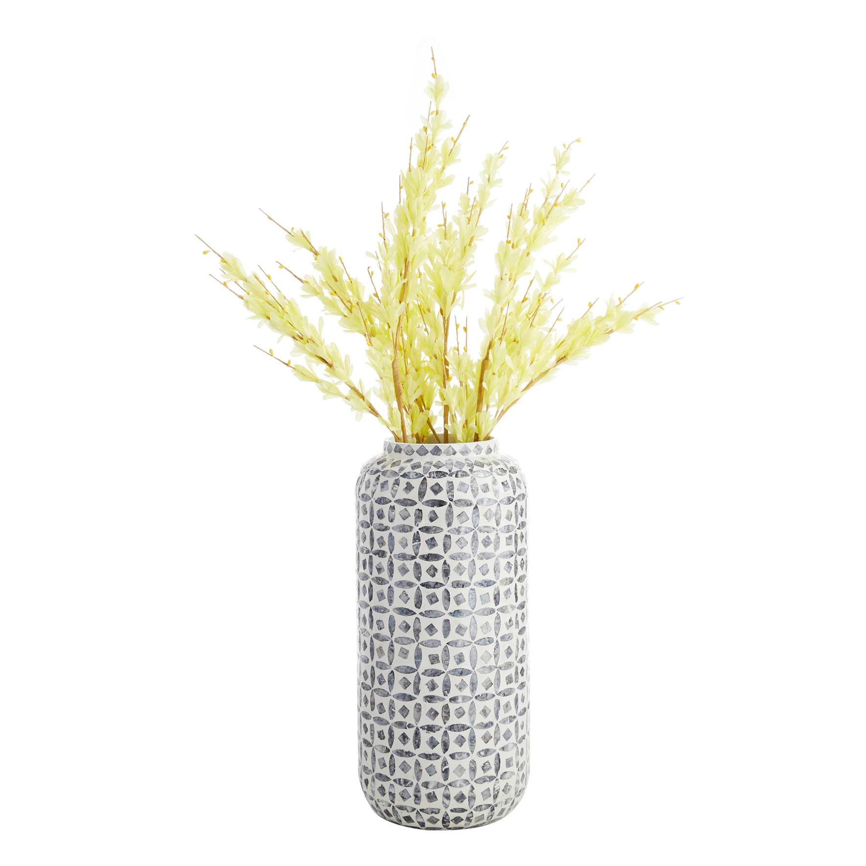 Tracey Boyd Grey Bamboo Capiz Bouquet Vase, 19"