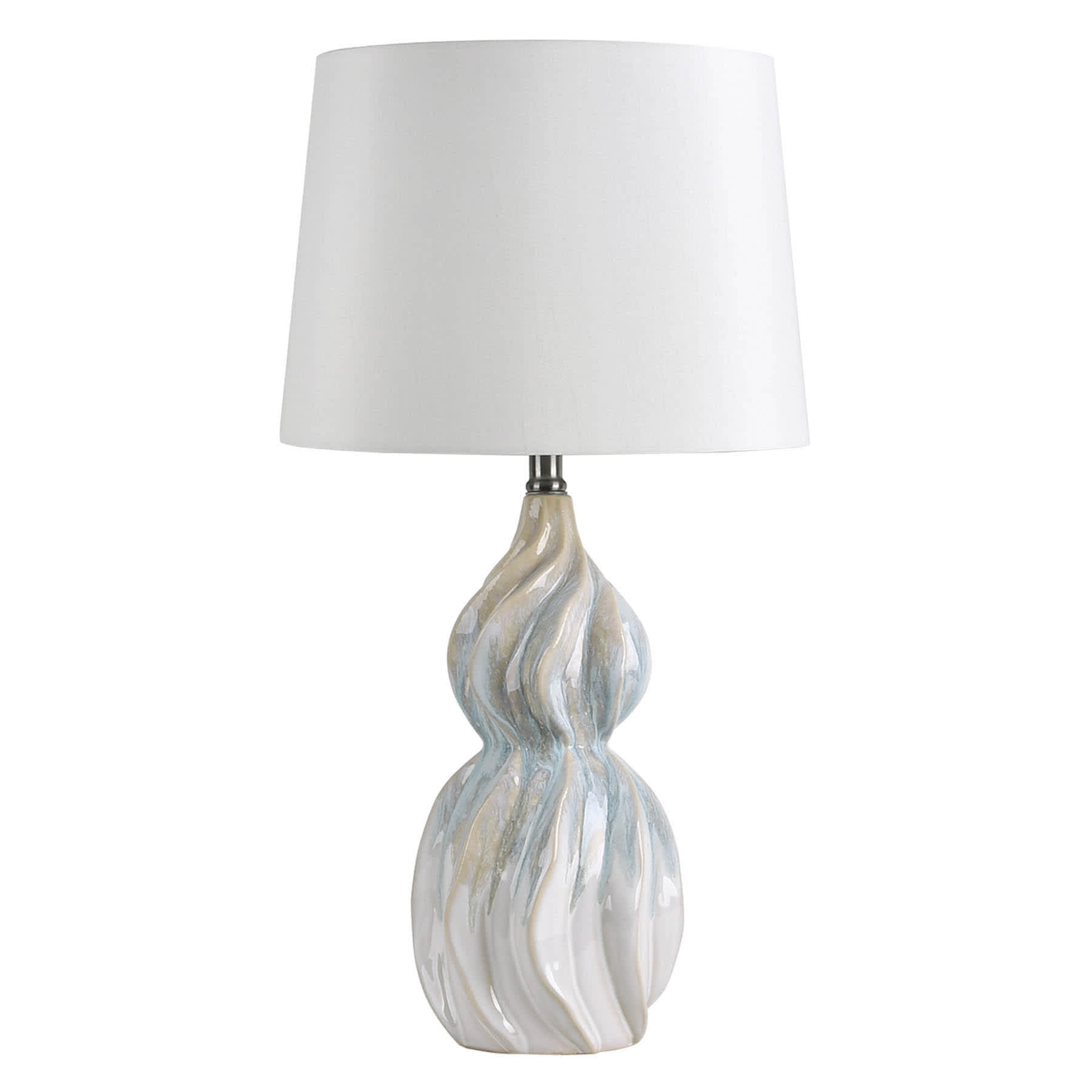Blue Reactive Glaze Ceramic Medium Table Lamp with Shade, 25"